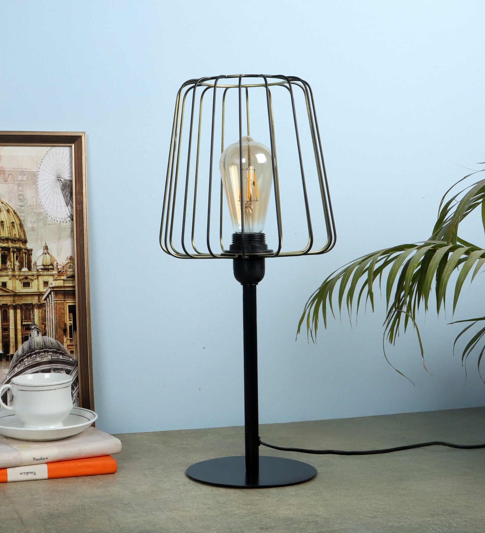 Cage Design Elegant Metal Table Lamp for Bedroom,Side Lamp for Home & Office (Without Bulb)