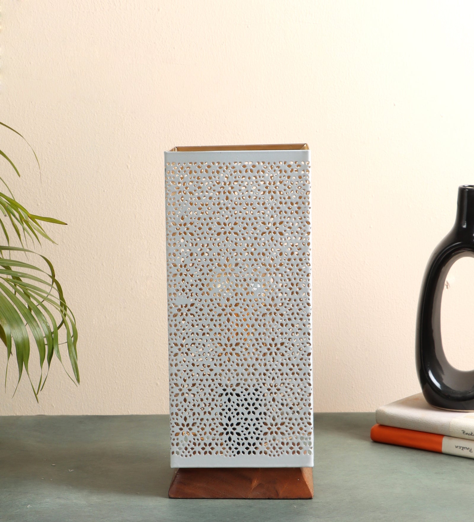 Square Shaped Moroccan Design Table Lamp for Bedroom, Night Lamp for Home & Office (Without Bulb)