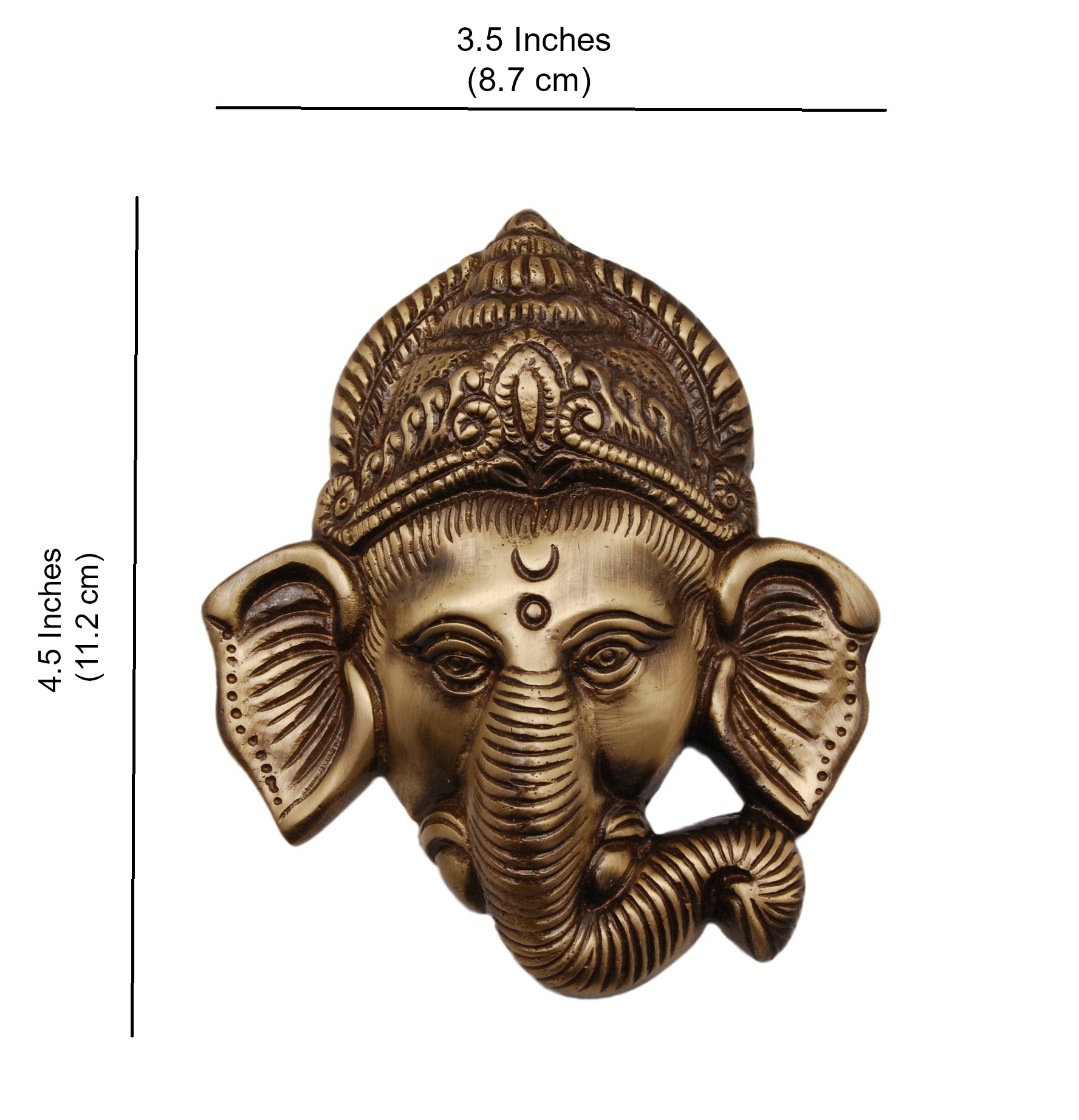 Brass Ganesha Mask Wall Hanging, Brown