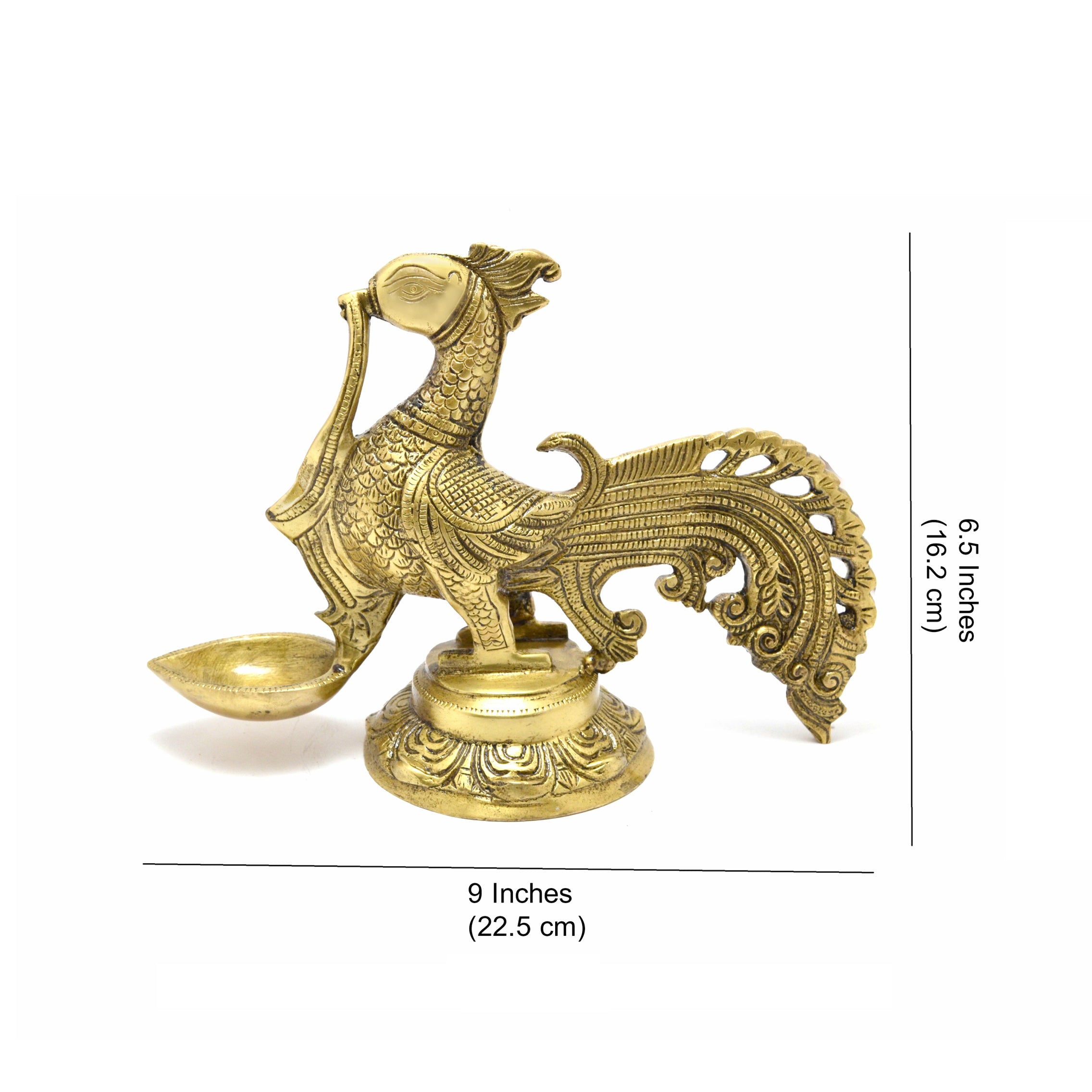 Brass Peacock Statue Oil Lamp Diya