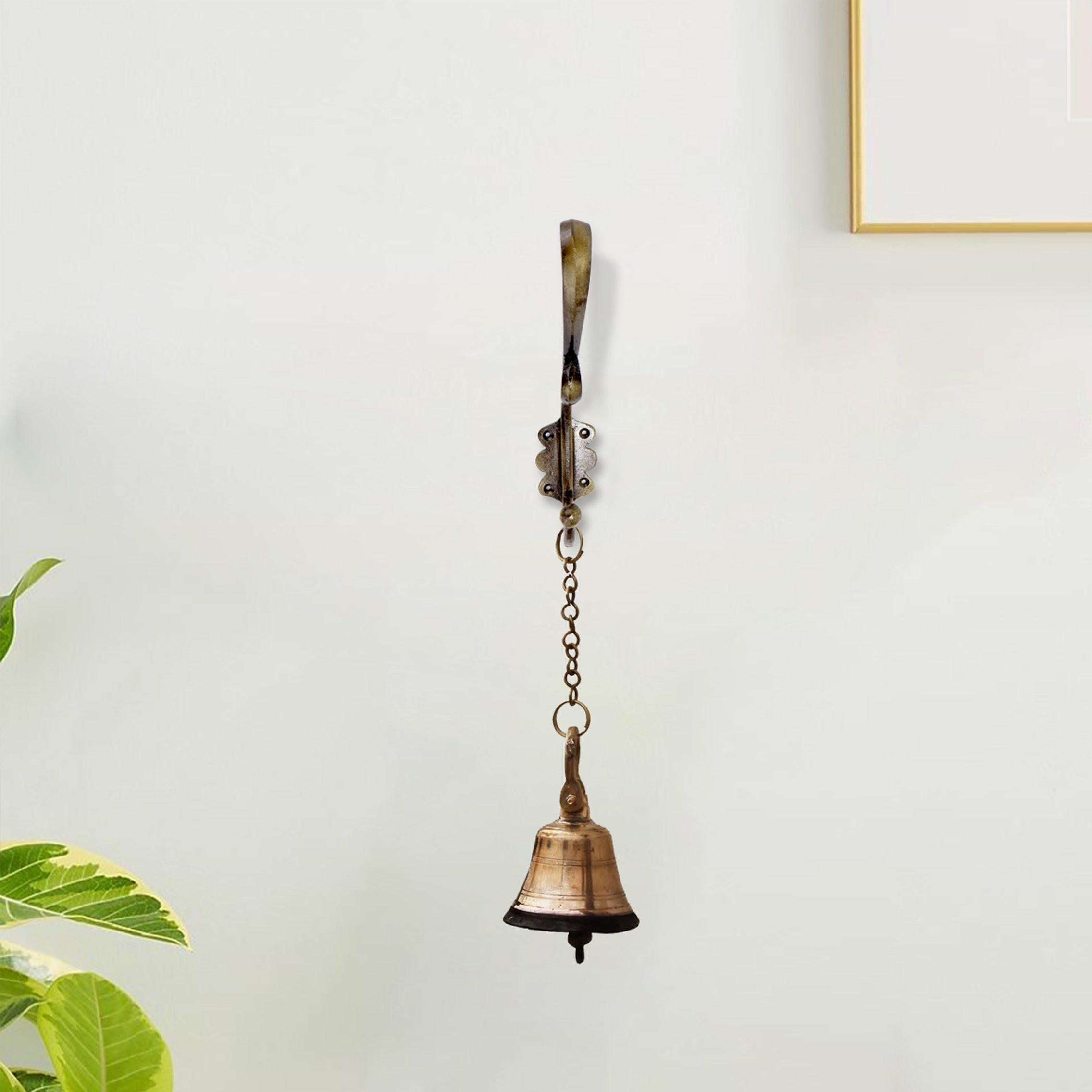 Antique Brass Finished Designer Curved Wall Hook, Wall Hooks for Diya Hangers