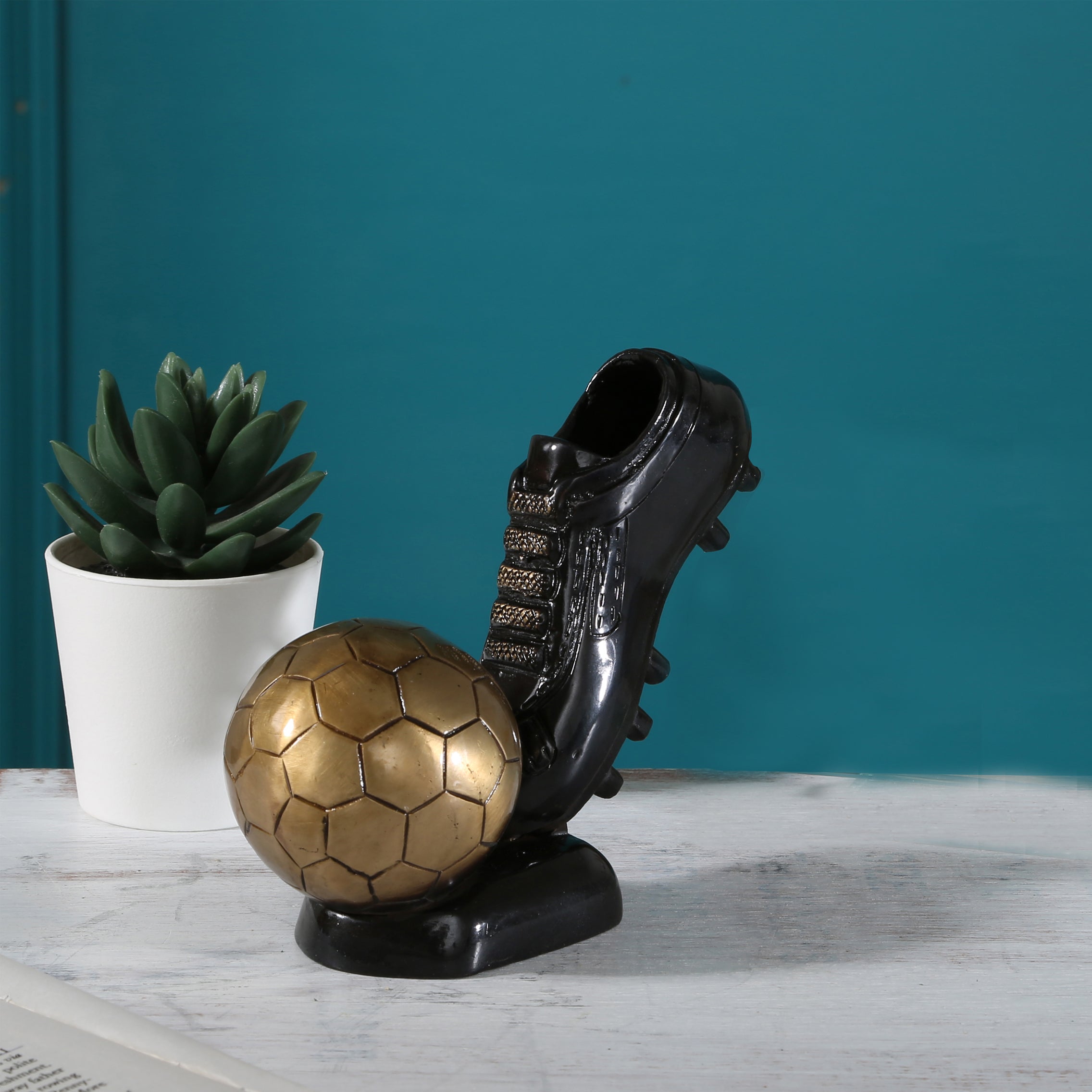 Brass Decorative Soccer Ball and Shoe Showpiece