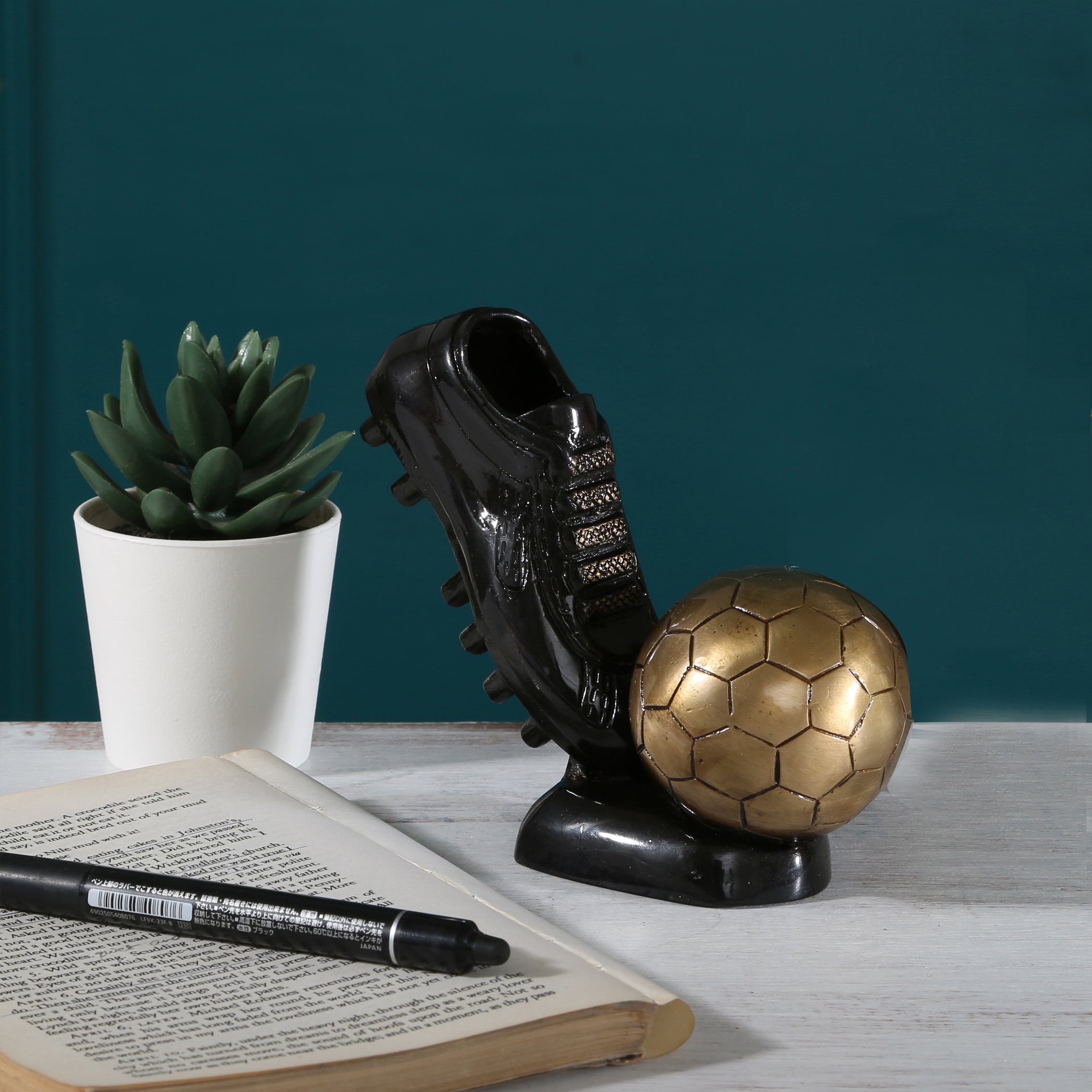 Brass Decorative Soccer Ball and Shoe Showpiece