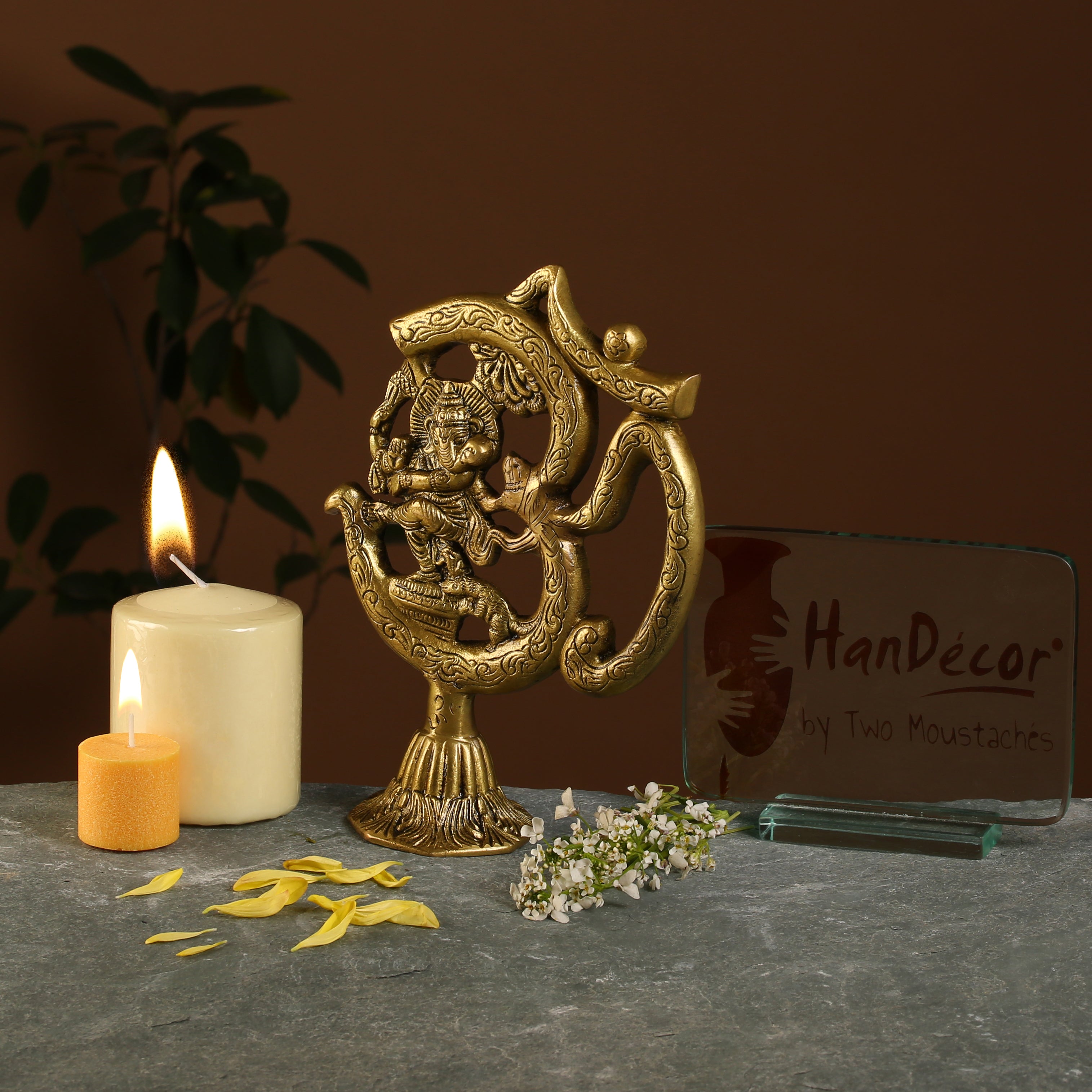 Brass Divine Om Ganesha Brass Showpiece, Ganesha Idols for Home