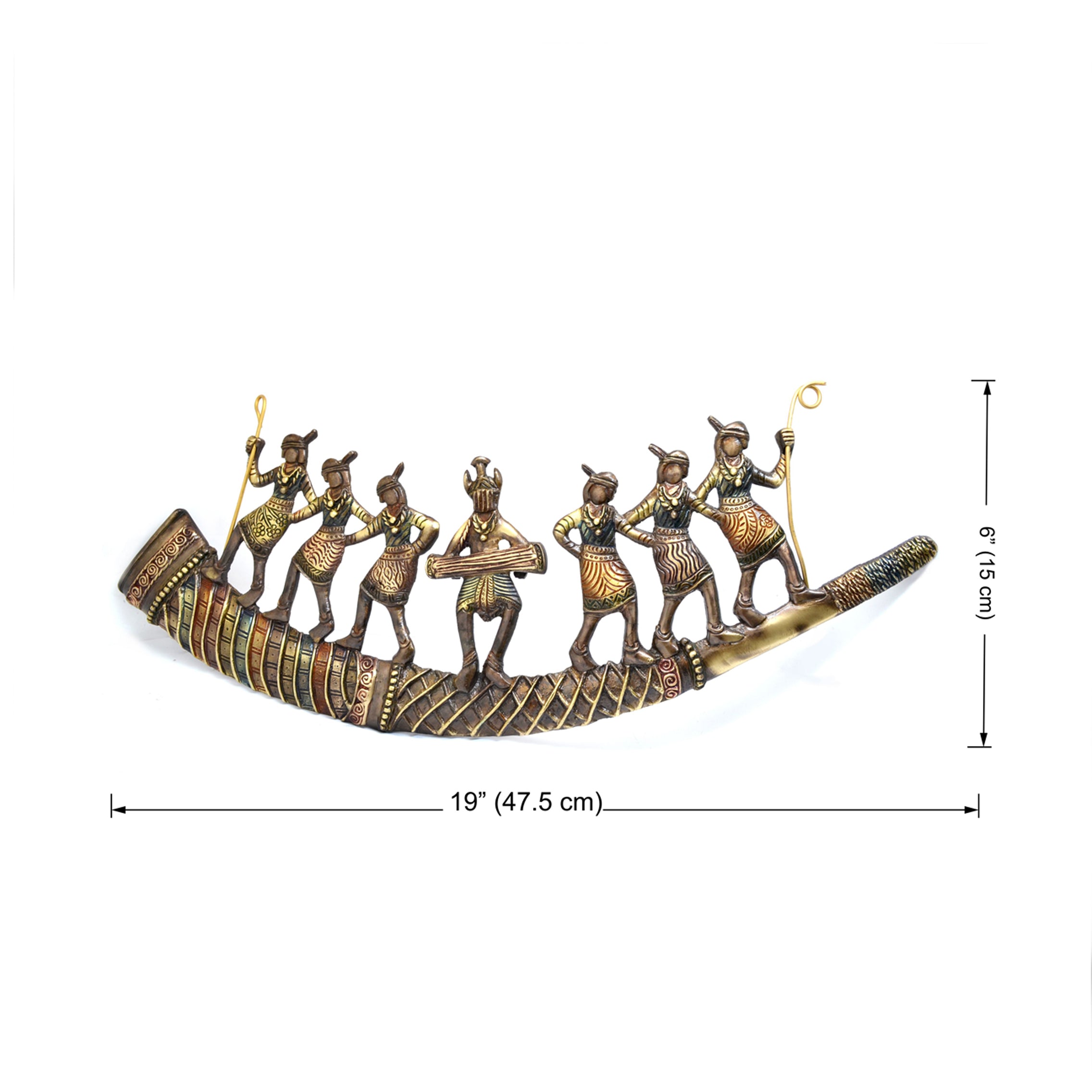 Brass Tribal Folk Dancers Wall Hanging With Antique Finish