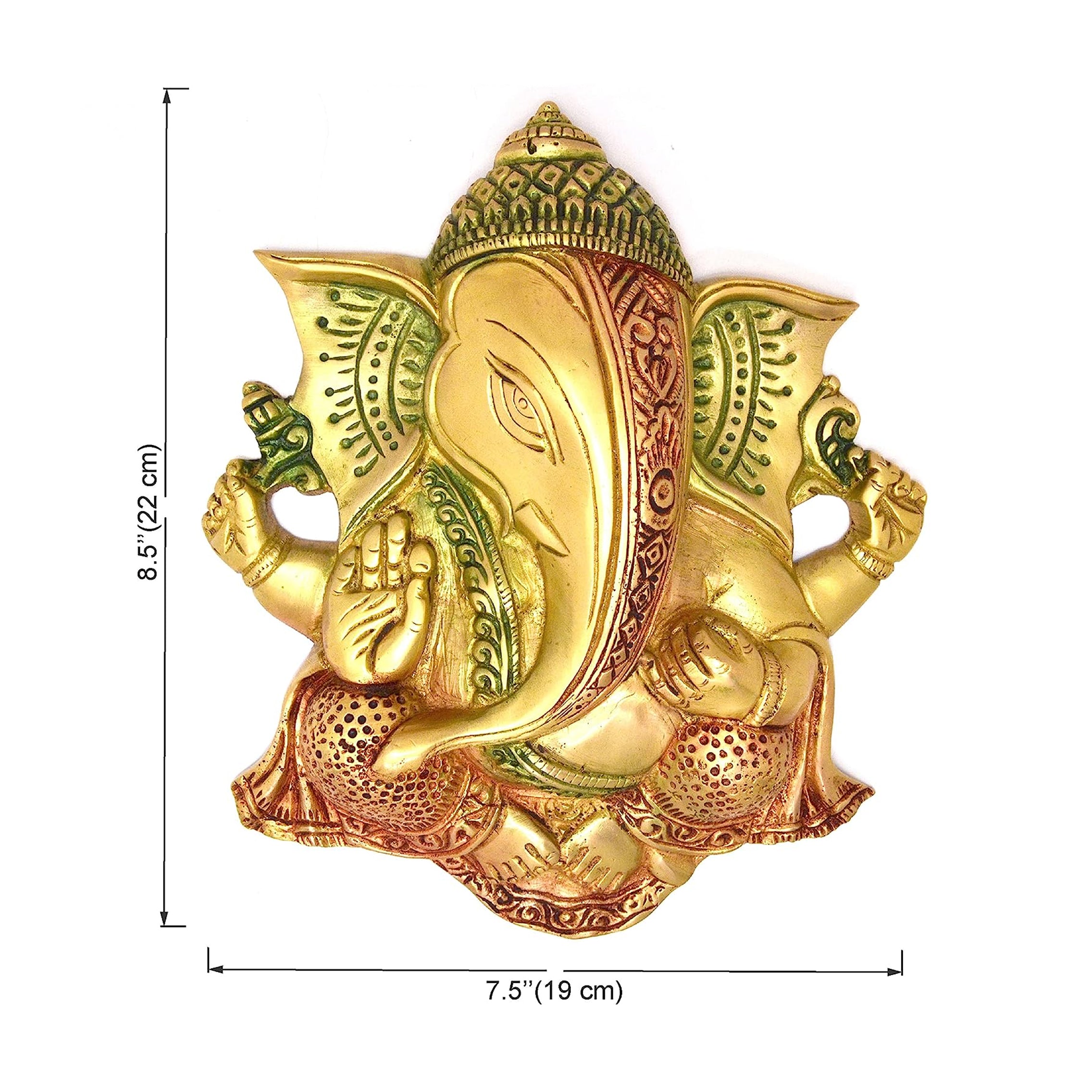 Brass Ganesha Wall Hanging Multicolored Showpiece