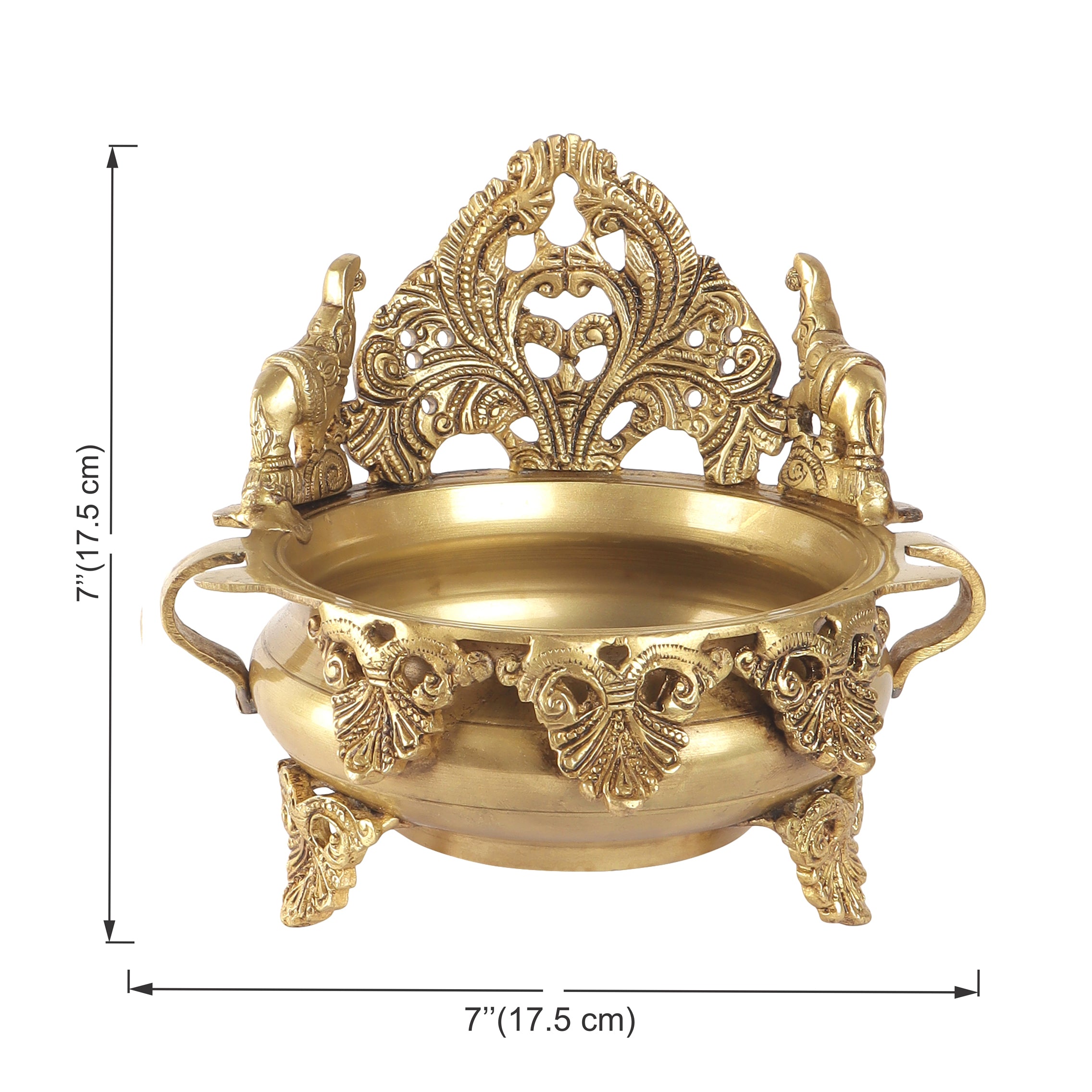 Brass Ethnic Carved 7 Inches Decor Urli Showpiece