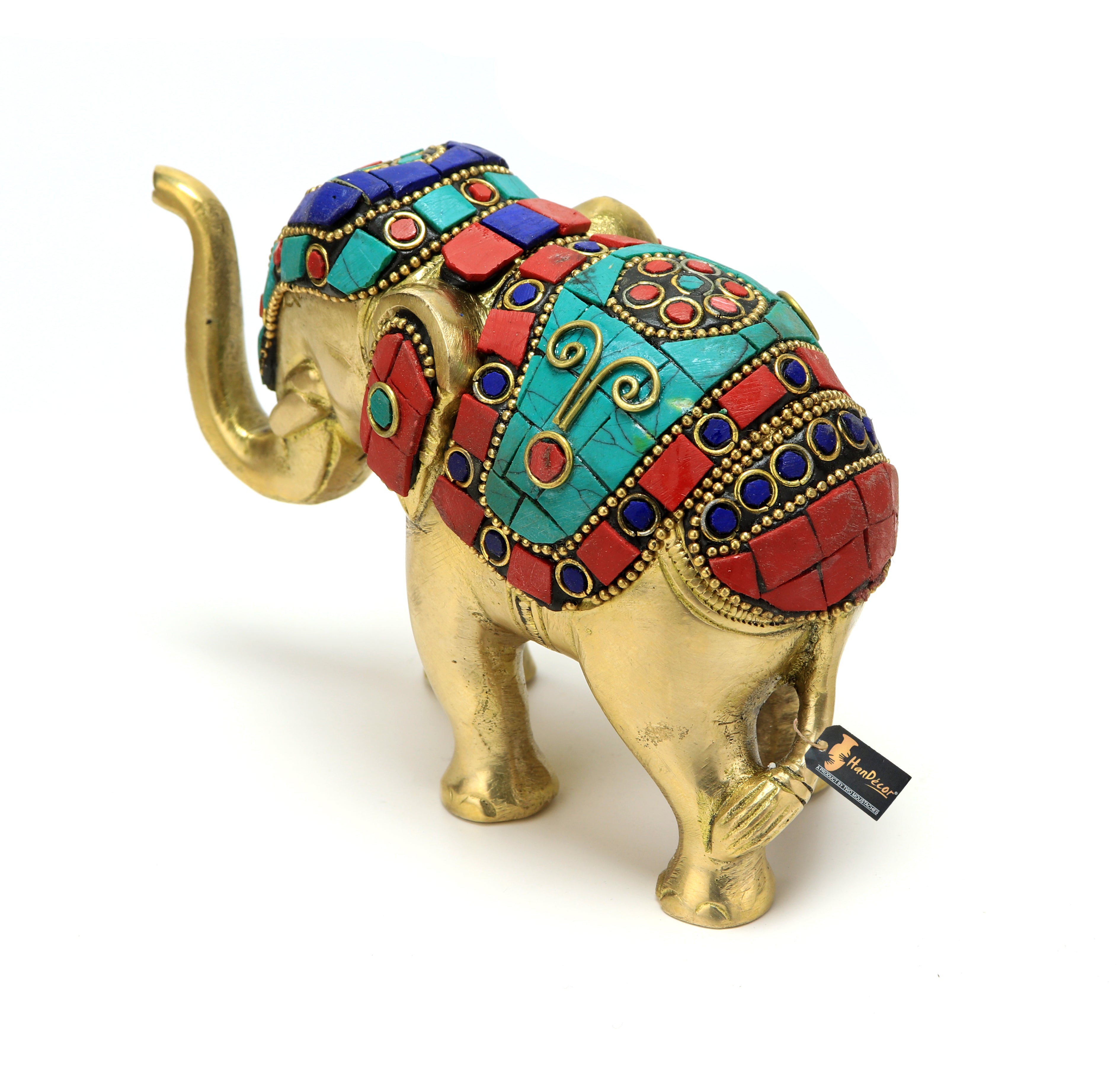 Brass Gemstone Work 5 Inches Handcrafted Elephant Decor Showpiece