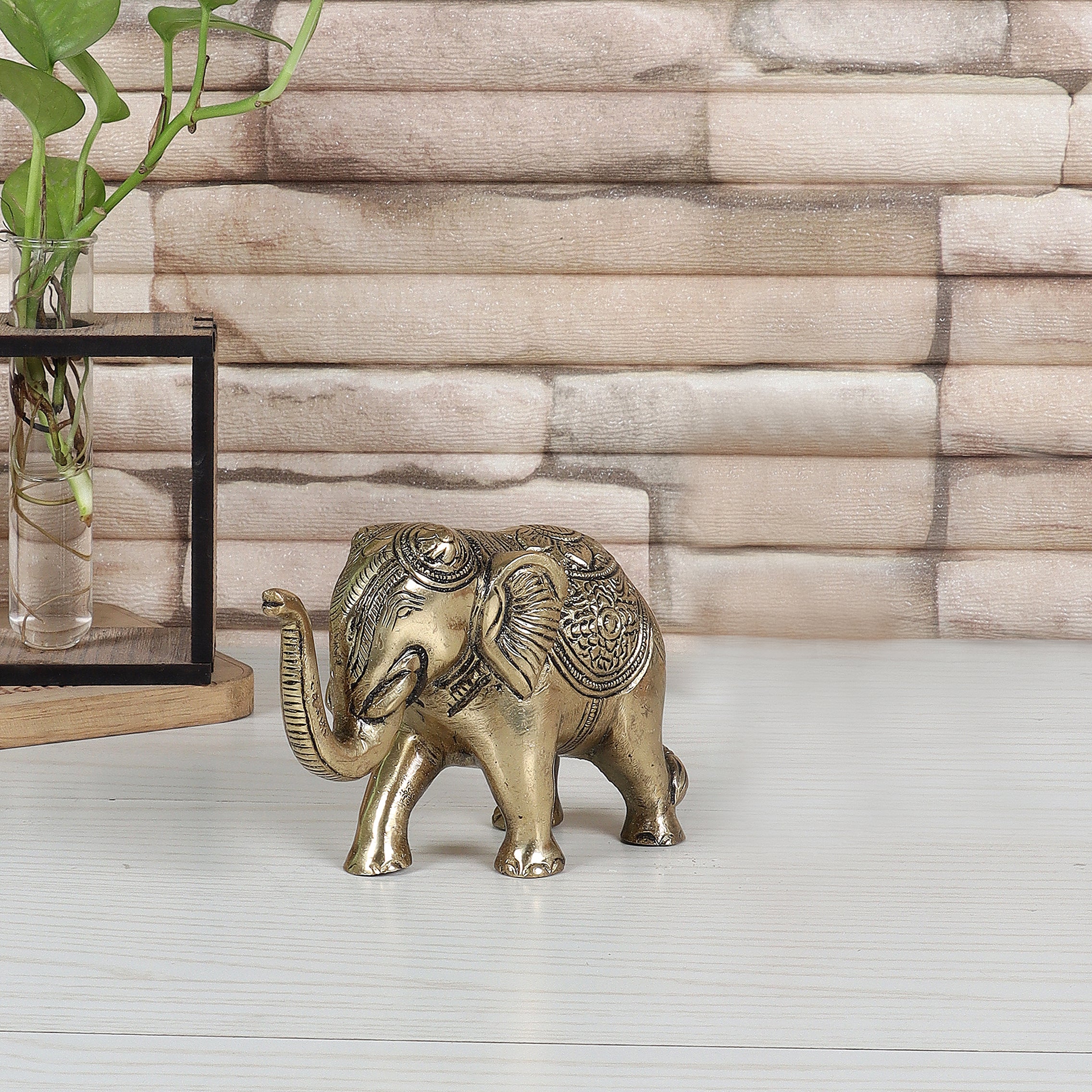Brass 5 Inches Handcrafted Elephant Décor Showpiece
