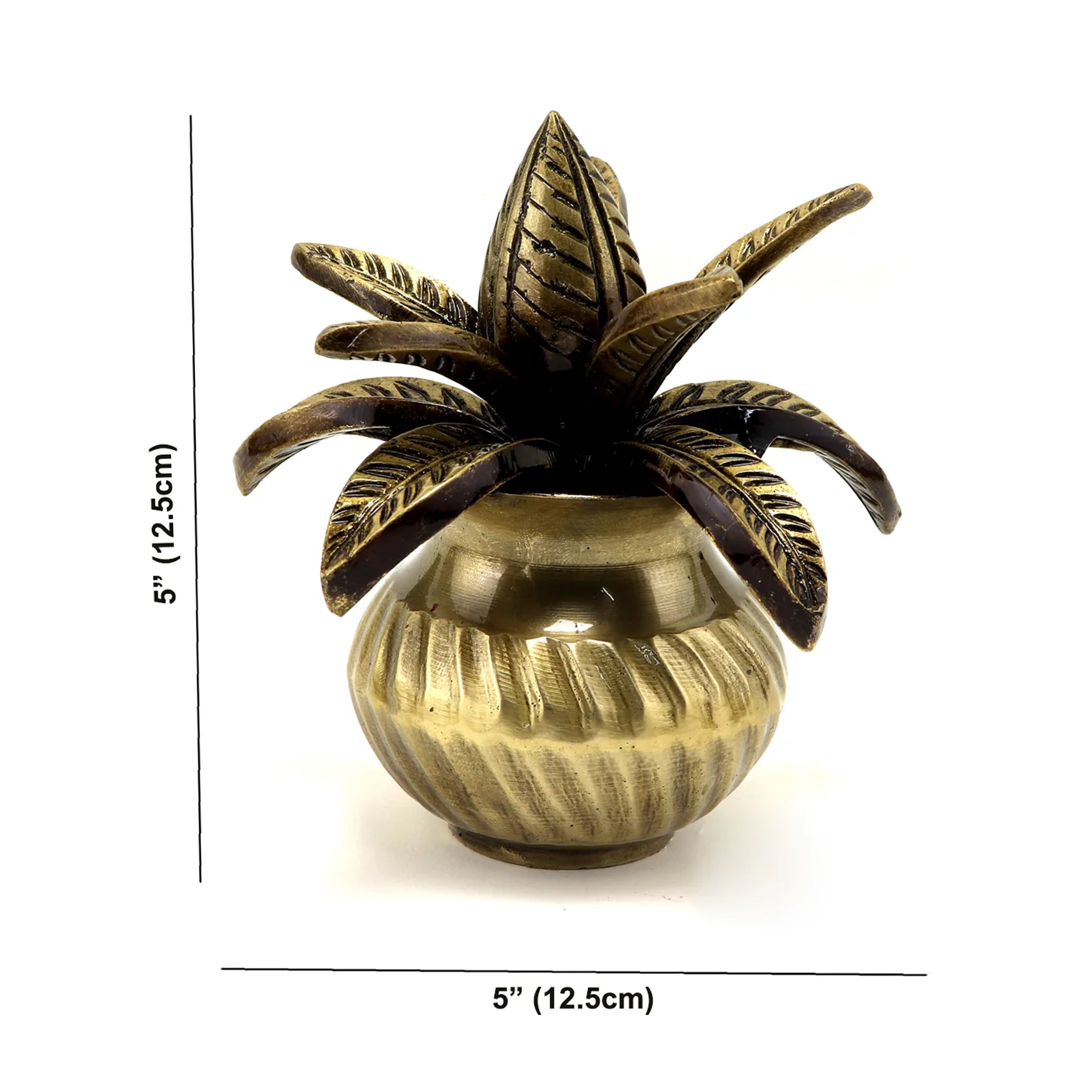 Brass 5 Inches Mangal Kalash with Coconut Showpiece, Kalash for Pooja