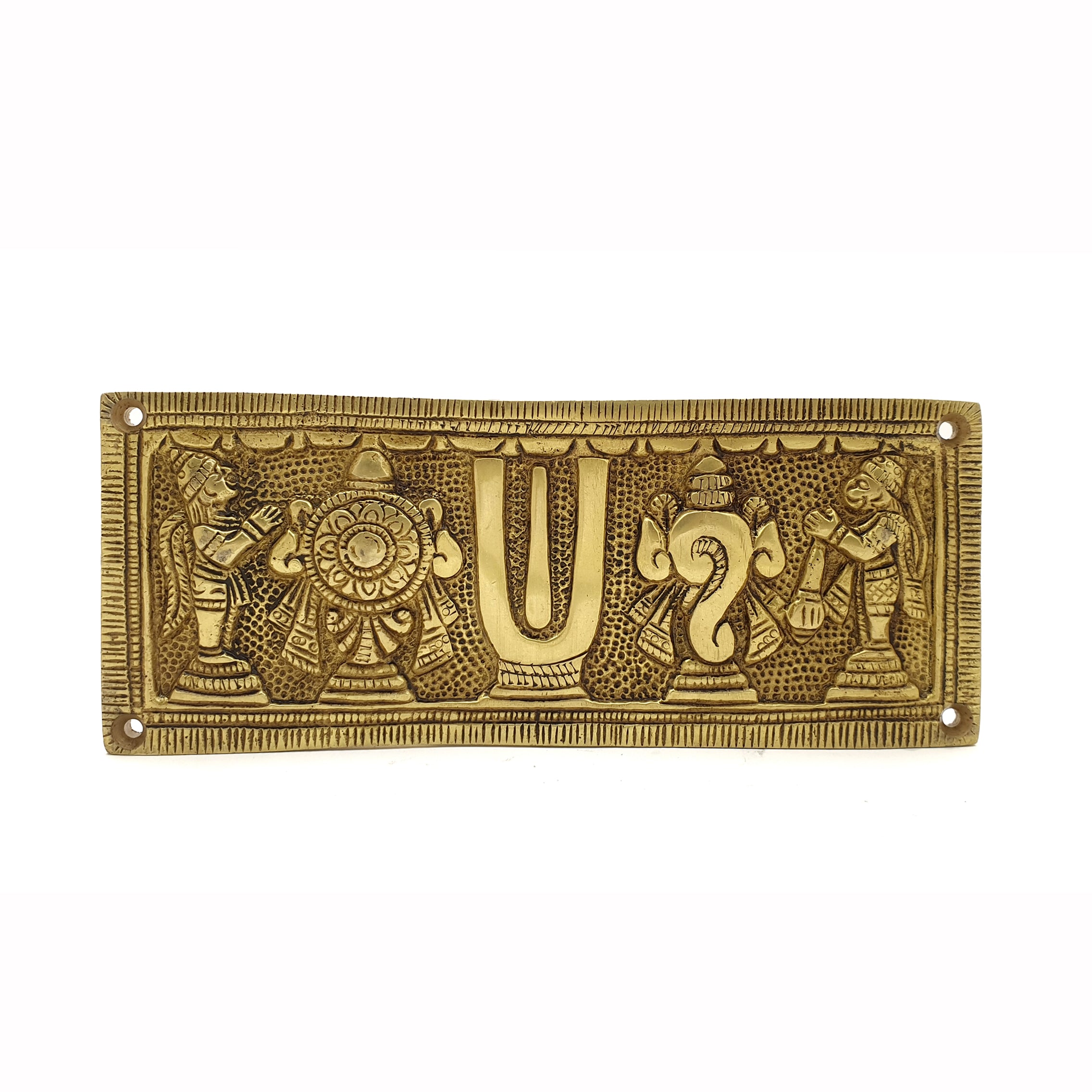 Brass Shankh Chakra Namah with Hanuman and Garuda Wall Hanging