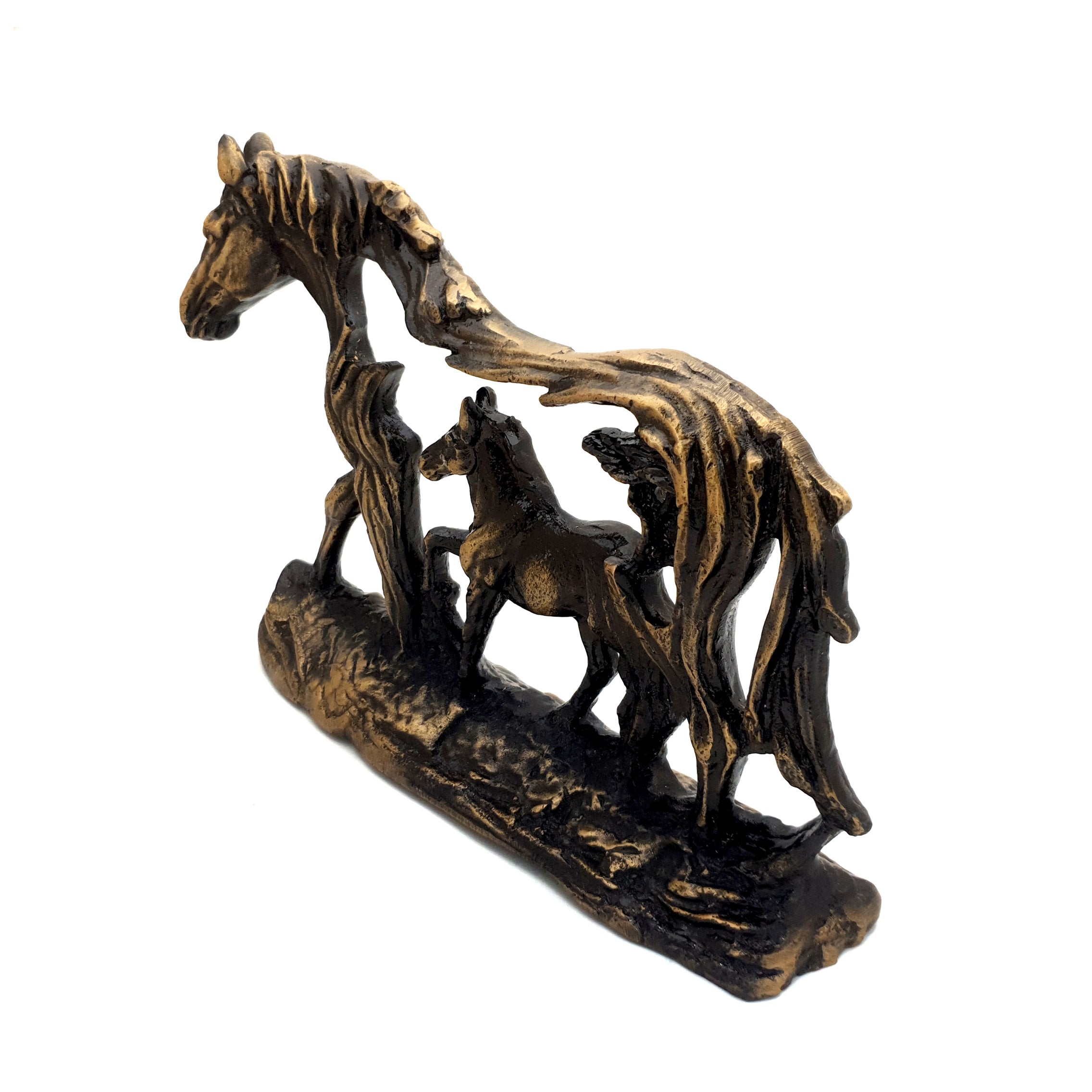 Metal Running Horse with Baby Horse Showpiece