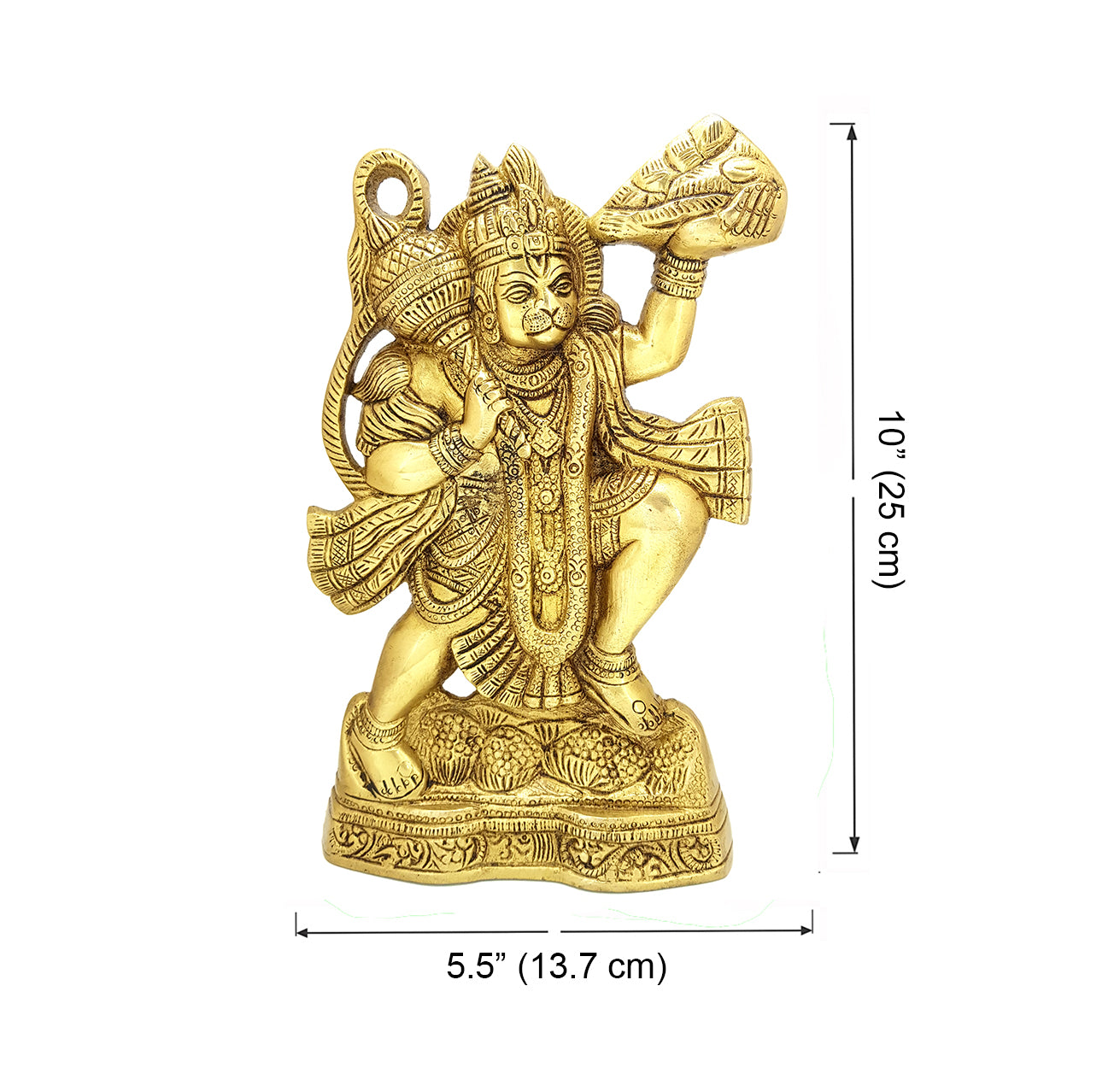 Brass 10 Inches Mahabali Hanuman with Sanjeevani Parvat Wall Hanging