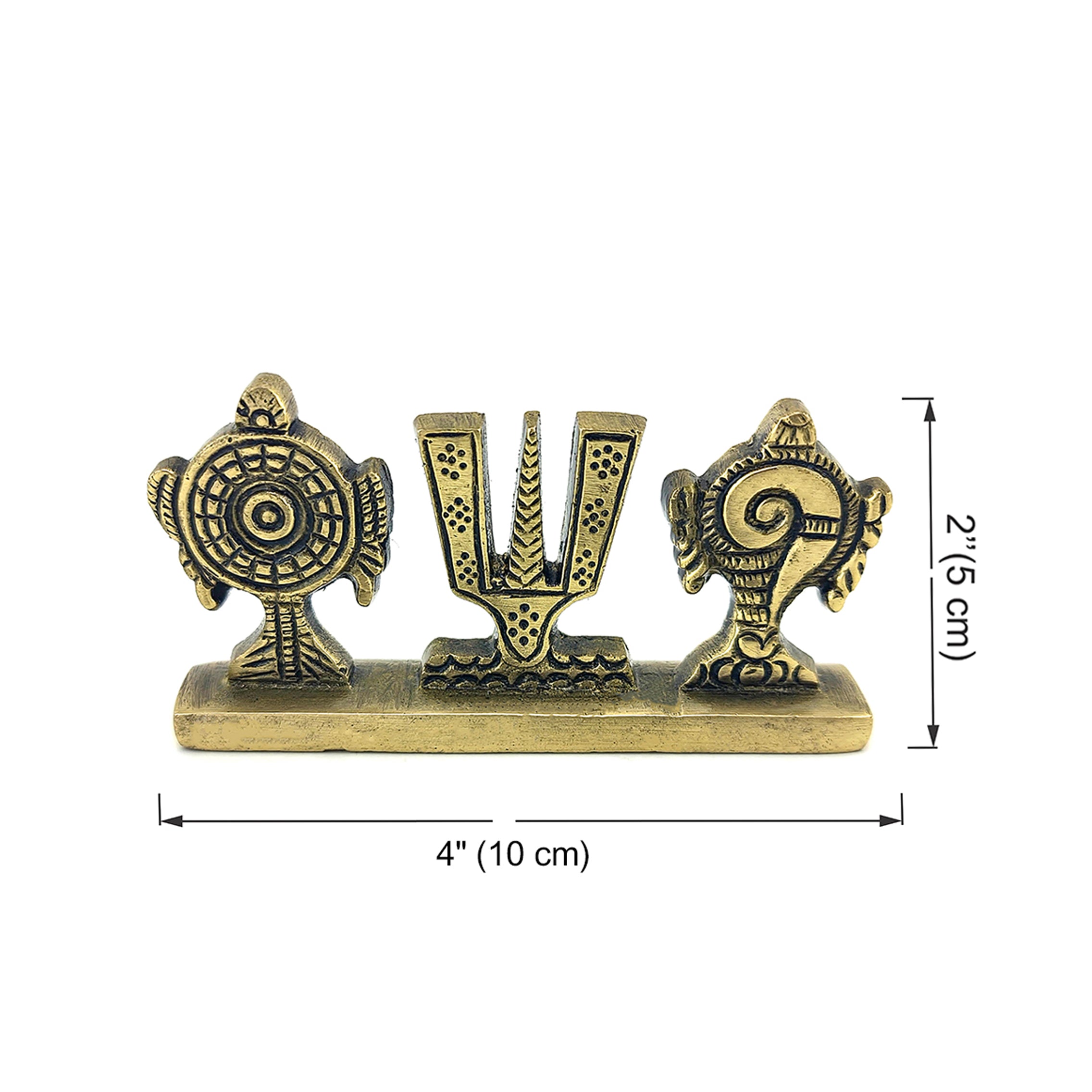 Brass Shankh Chakra Namah 4 Inches Statue, Padmanabha Swami Vishnu Home Decor