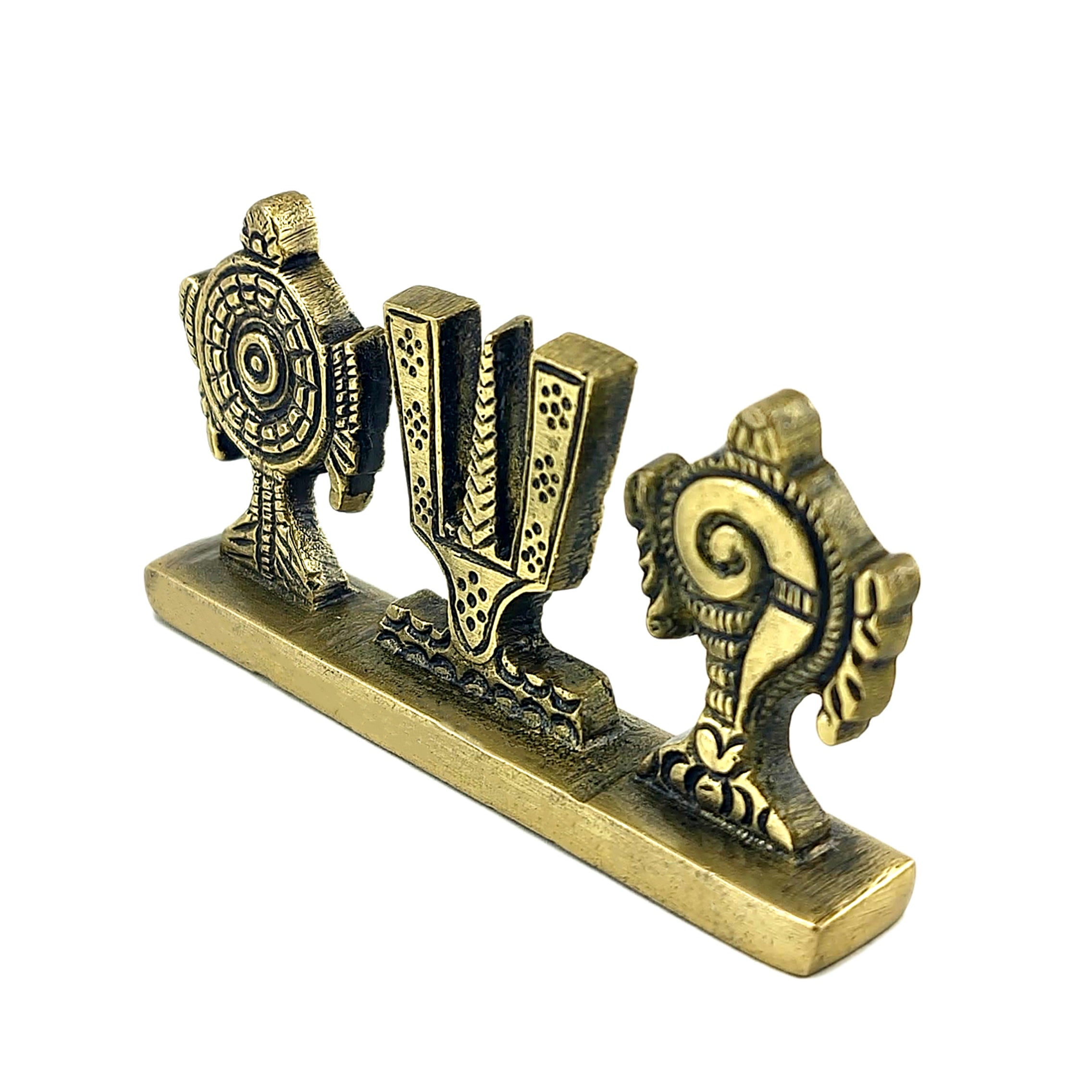 Brass Shankh Chakra Namah 4 Inches Statue, Padmanabha Swami Vishnu Home Decor