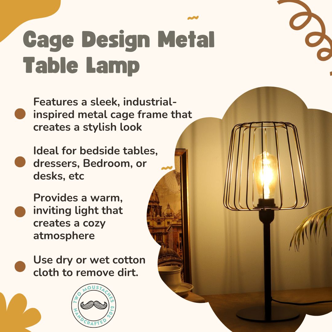 Cage Design Elegant Metal Table Lamp for Bedroom,Side Lamp for Home & Office (Without Bulb)