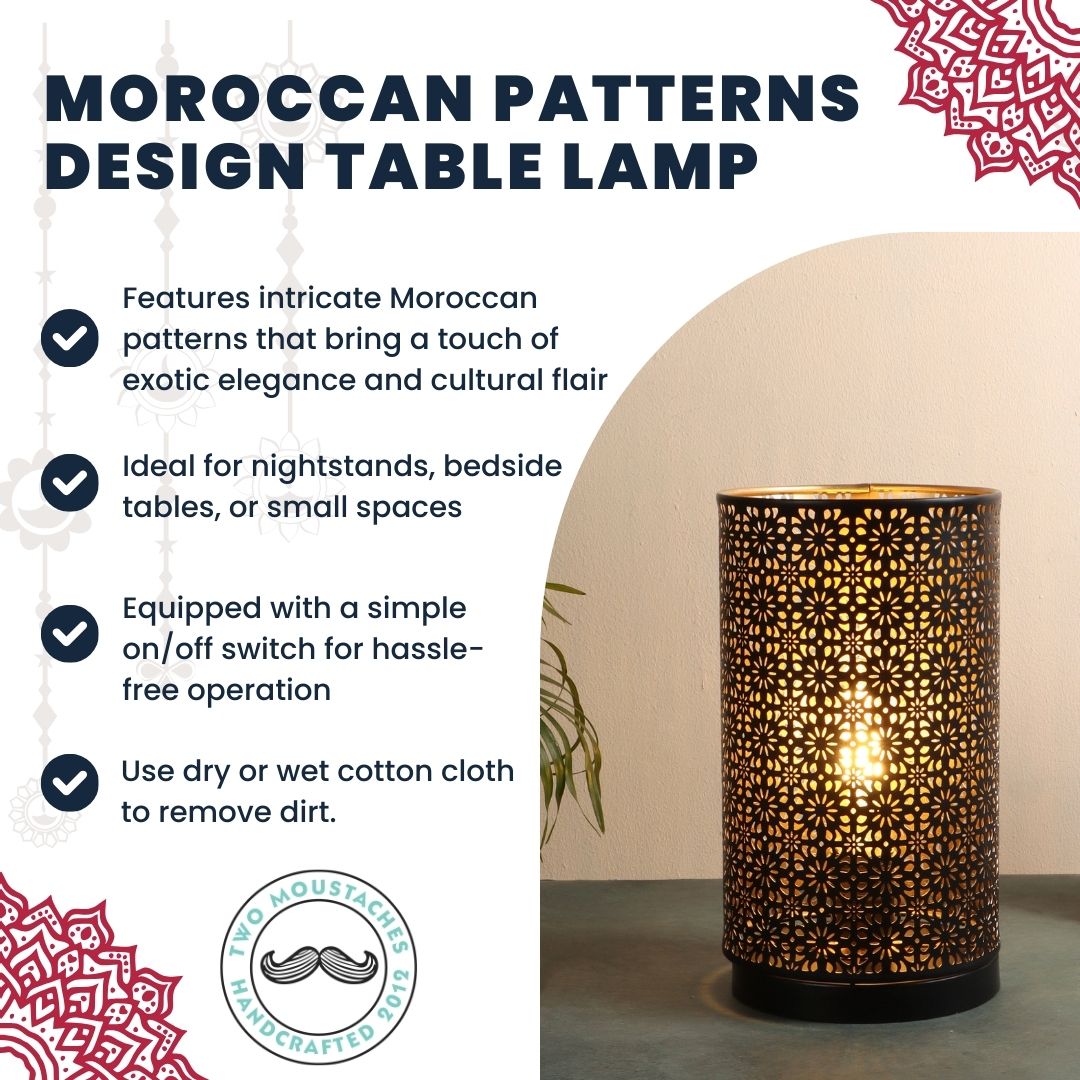 Moroccan Patterns Design Table Lamp for Bedroom, Night Lamp for Home & Office (Without Bulb)