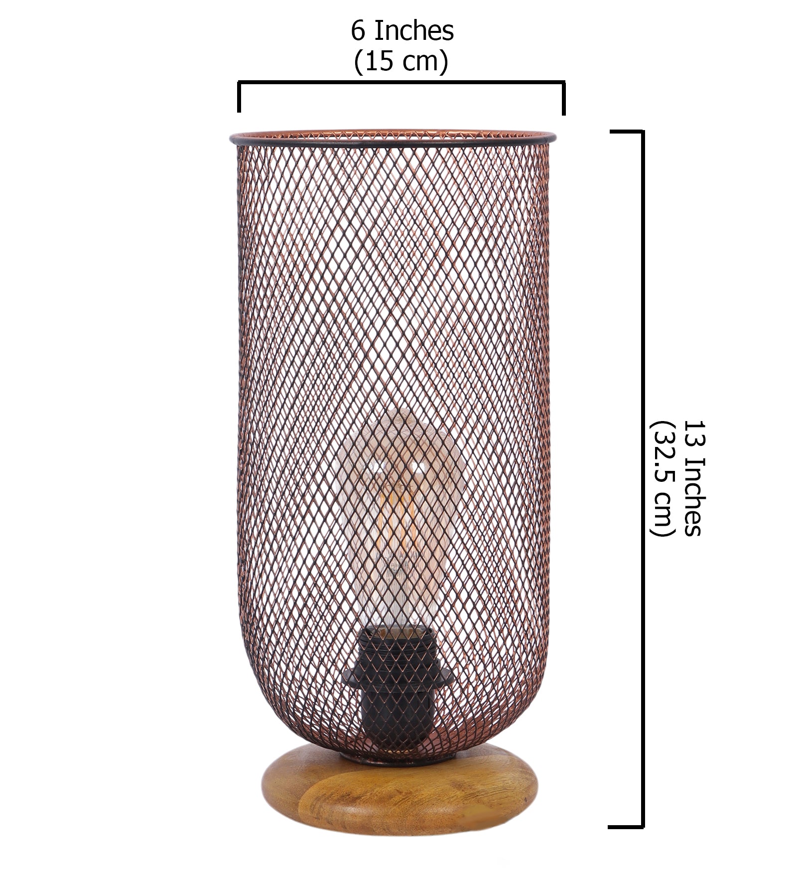 Golden Mesh Pattern Design Metal Table Lamp with Wooden Base, Lamps for Home & Office (Without Bulb)