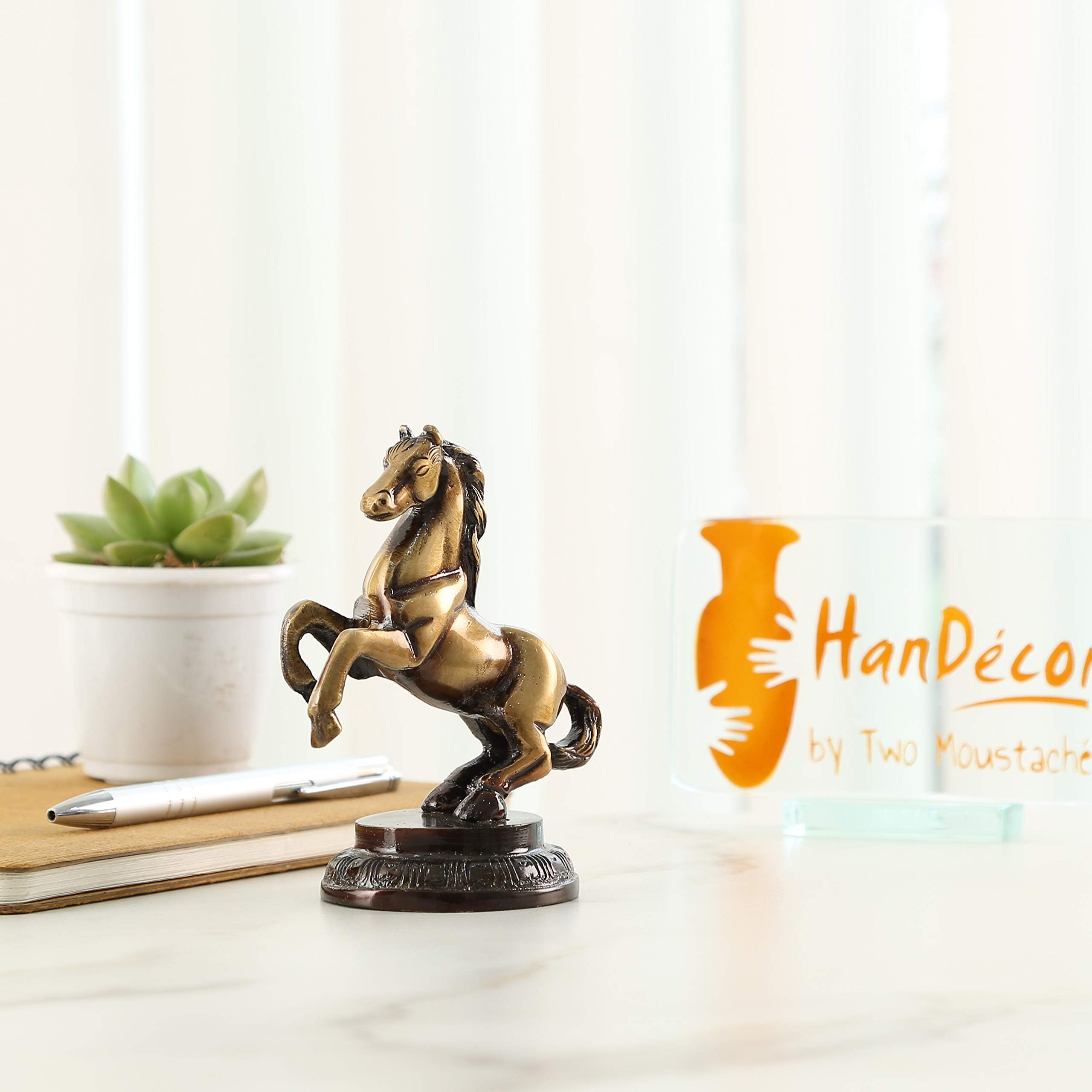 Uplifted Legs Horse Tableware Brass Showpiece