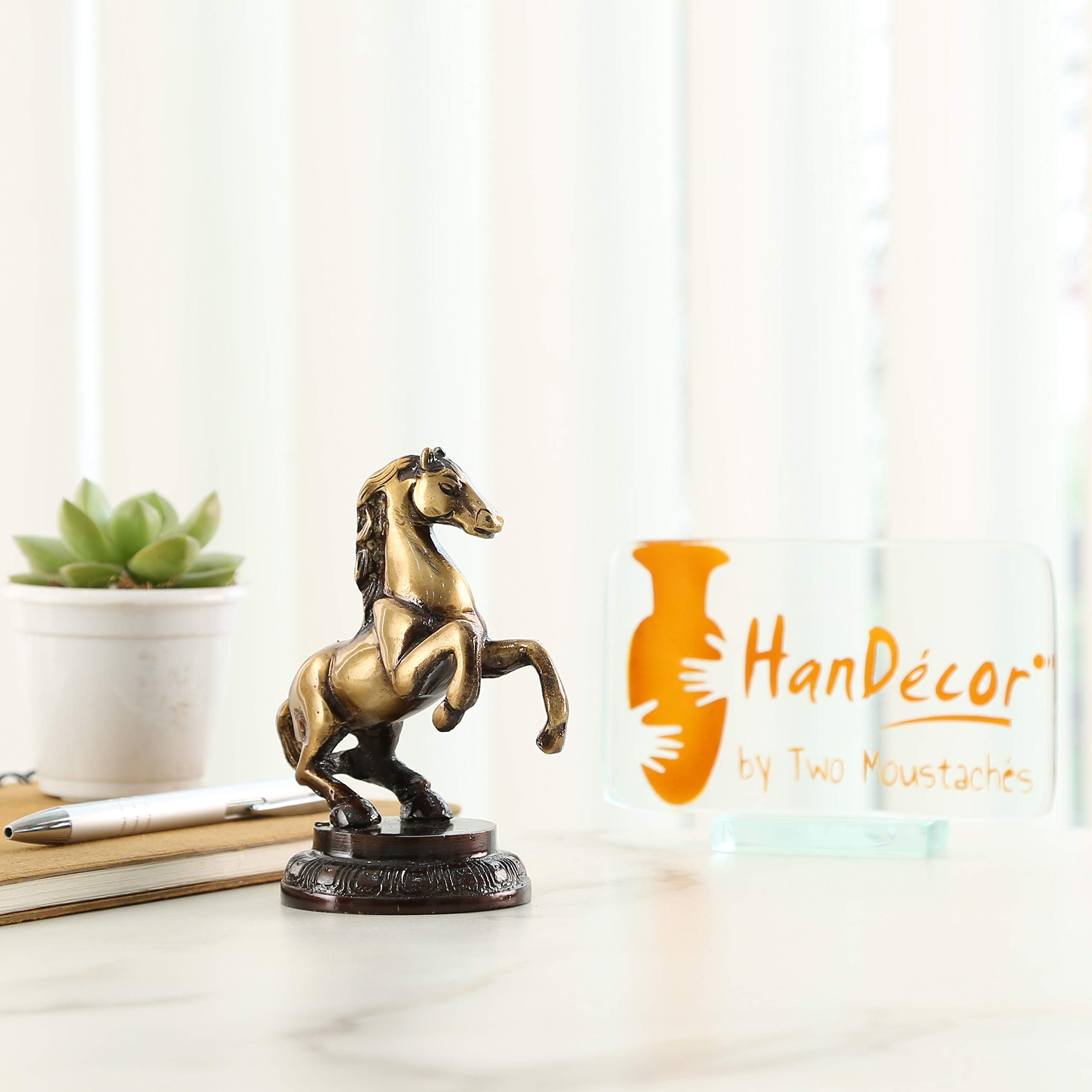 Uplifted Legs Horse Tableware Brass Showpiece