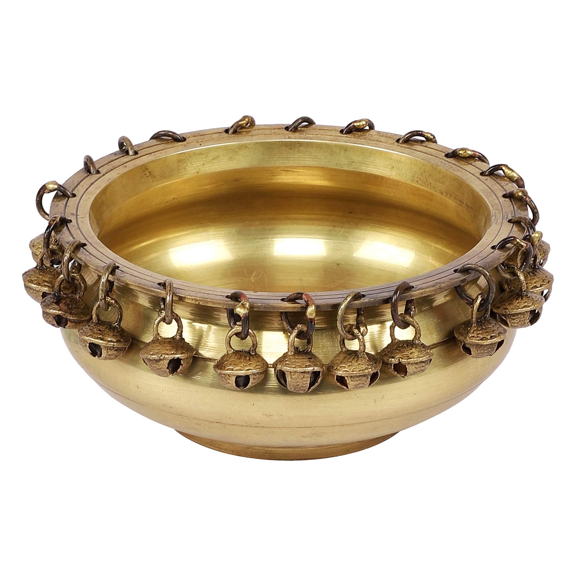 Brass Urli Ethnic Traditional Bowl with Bells Showpiece