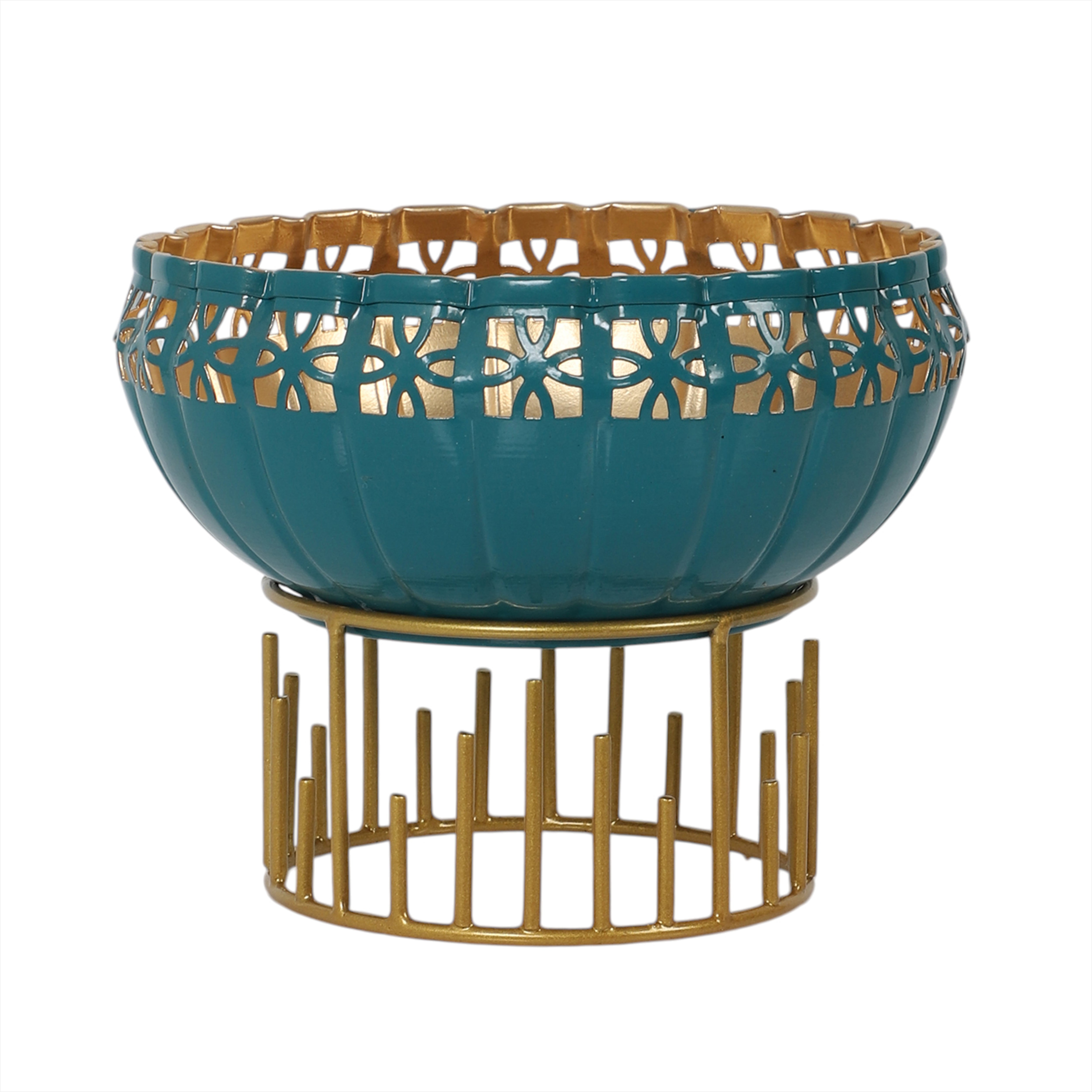 Metal 8 Inches Decorative Urli with Stand, Urli Bowl for Home Decor, Flowers Decoration Bowl, Urli Bowl for Floating Flowers
