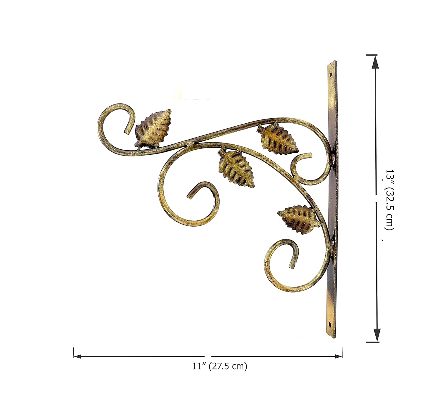 Antique Brass Finished Designer Leaf Antique Wall Bracket for Bird Feeders, Lanterns for Diya Hangers