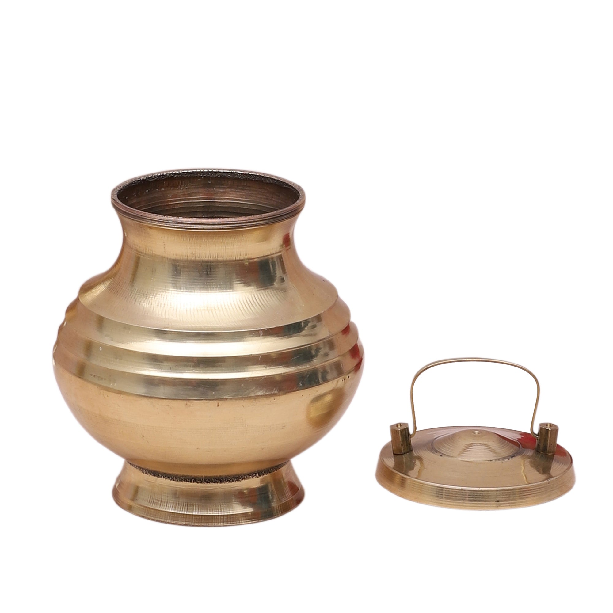 Brass 4.5 Inches Holy Water Pot, Brass Gangajali with Lid