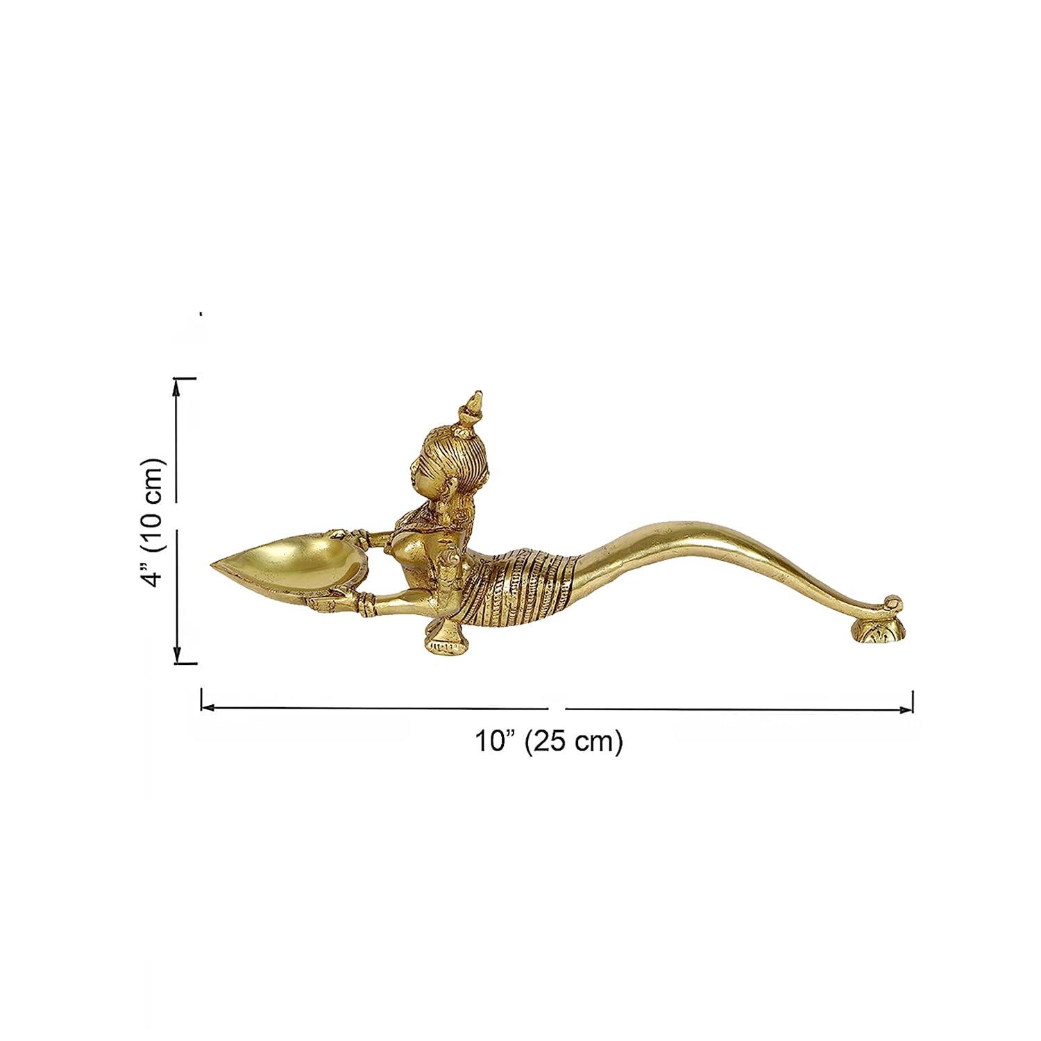 Mermaid Design Brass Aarti Diya, Brass Pooja Spoon, Housewarming Gifts, Brass Oil Lamp