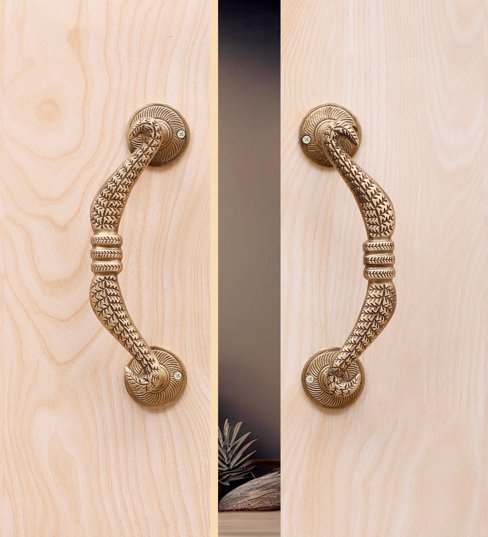 Bow Design Brass Door Handle Pair, Handles for Main Door, Brass Door Pulls