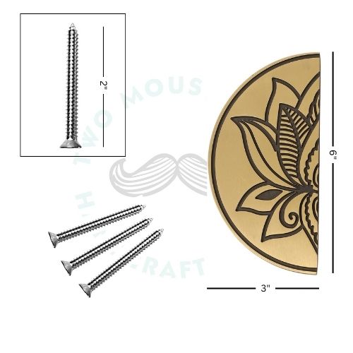 Lotus Flower Design 6 Inches Brass Door Handle Pair, Door Pull Handles for Main Door, Brass Handle Set