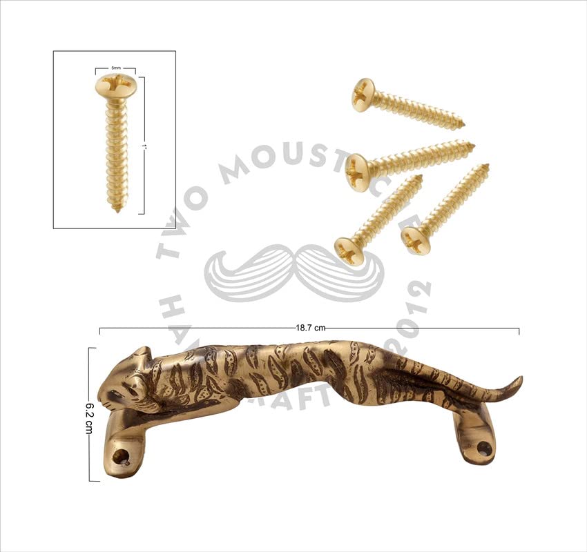 Jaguar Design Brass Door Handle Set, Brass Door Handle Pair, Standard