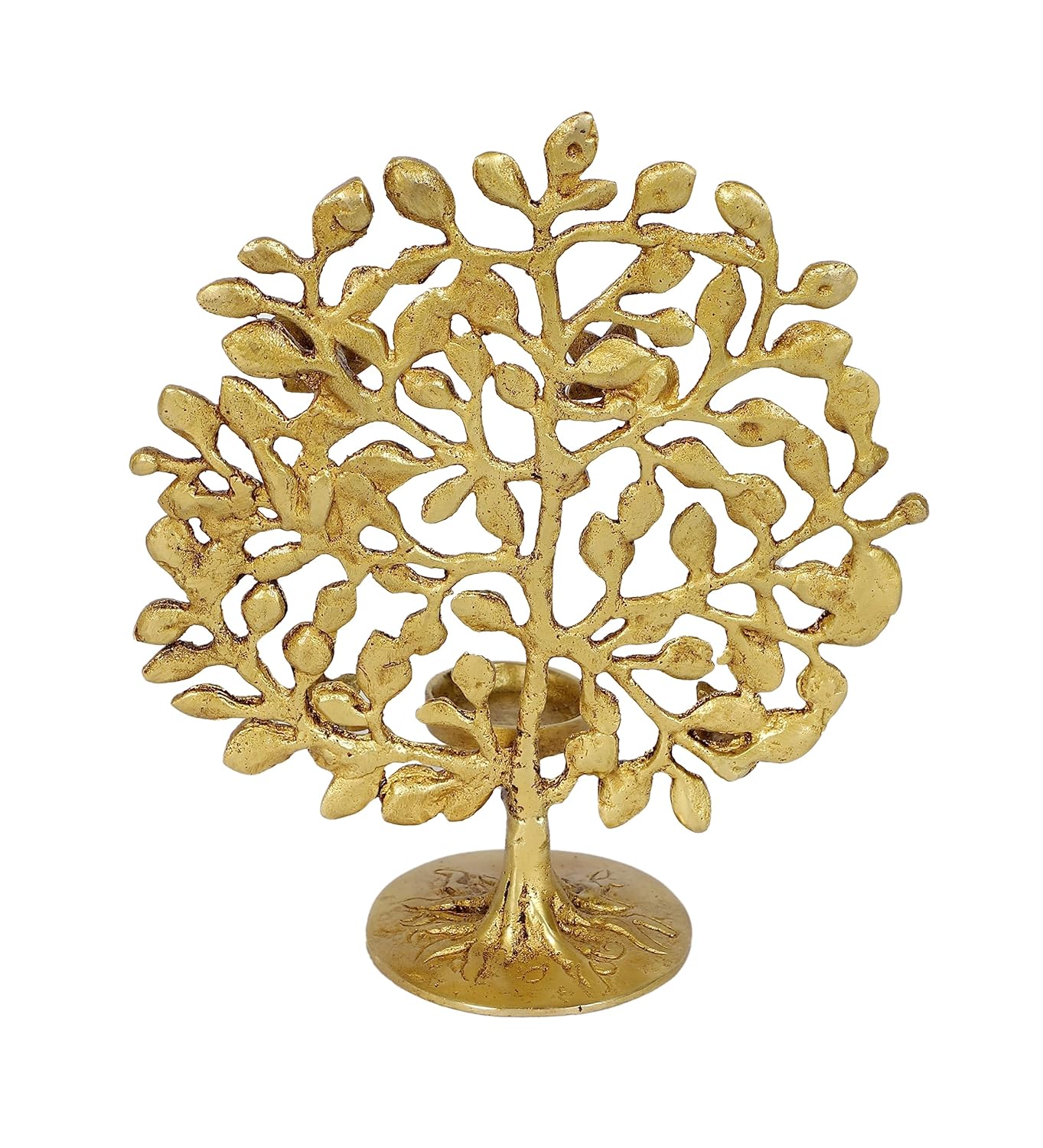 Brass 8 Inches Bodhi Tree Tea Light Holder, Brass Bodhi Tree Diya, Kalpvriksha Tree