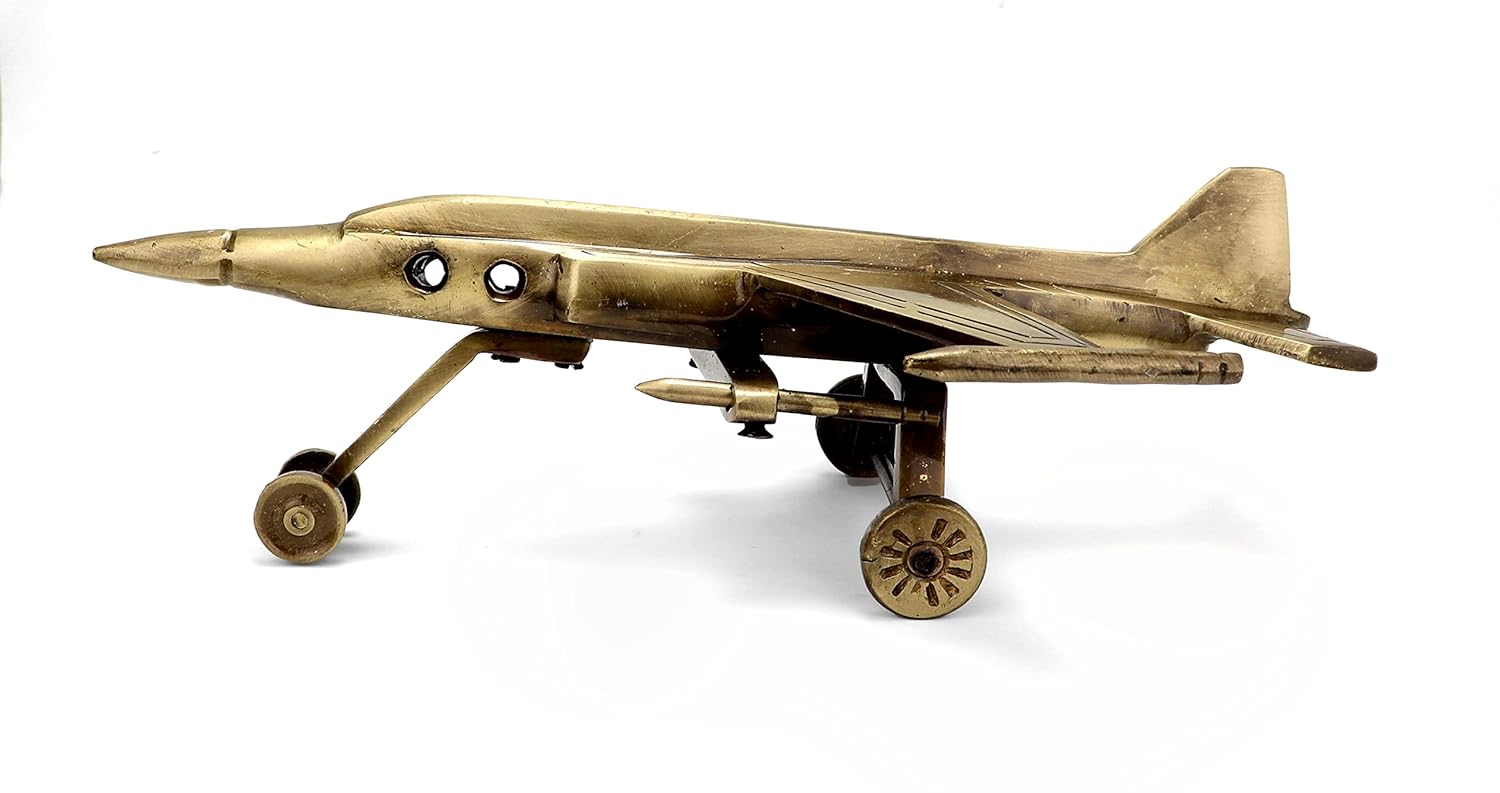 Brass Fighter Jet Plane Model Collectible Showpiece Figurine, Decorative Showpiece for Home Decor