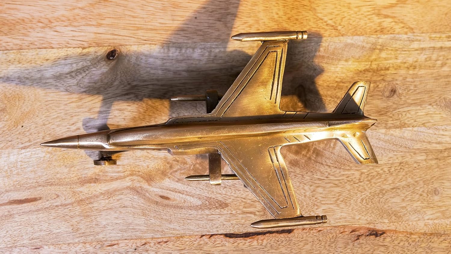Brass Fighter Jet Plane Model Collectible Showpiece Figurine, Decorative Showpiece for Home Decor