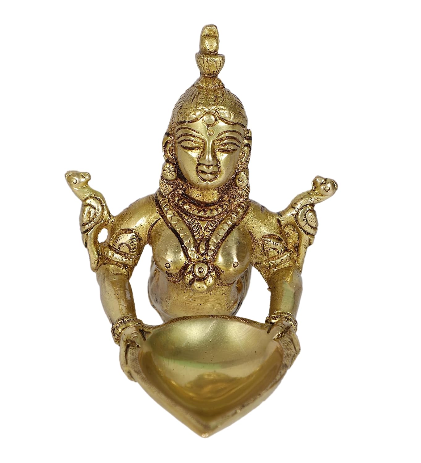 Mermaid Design Brass Aarti Diya, Brass Pooja Spoon, Housewarming Gifts, Brass Oil Lamp