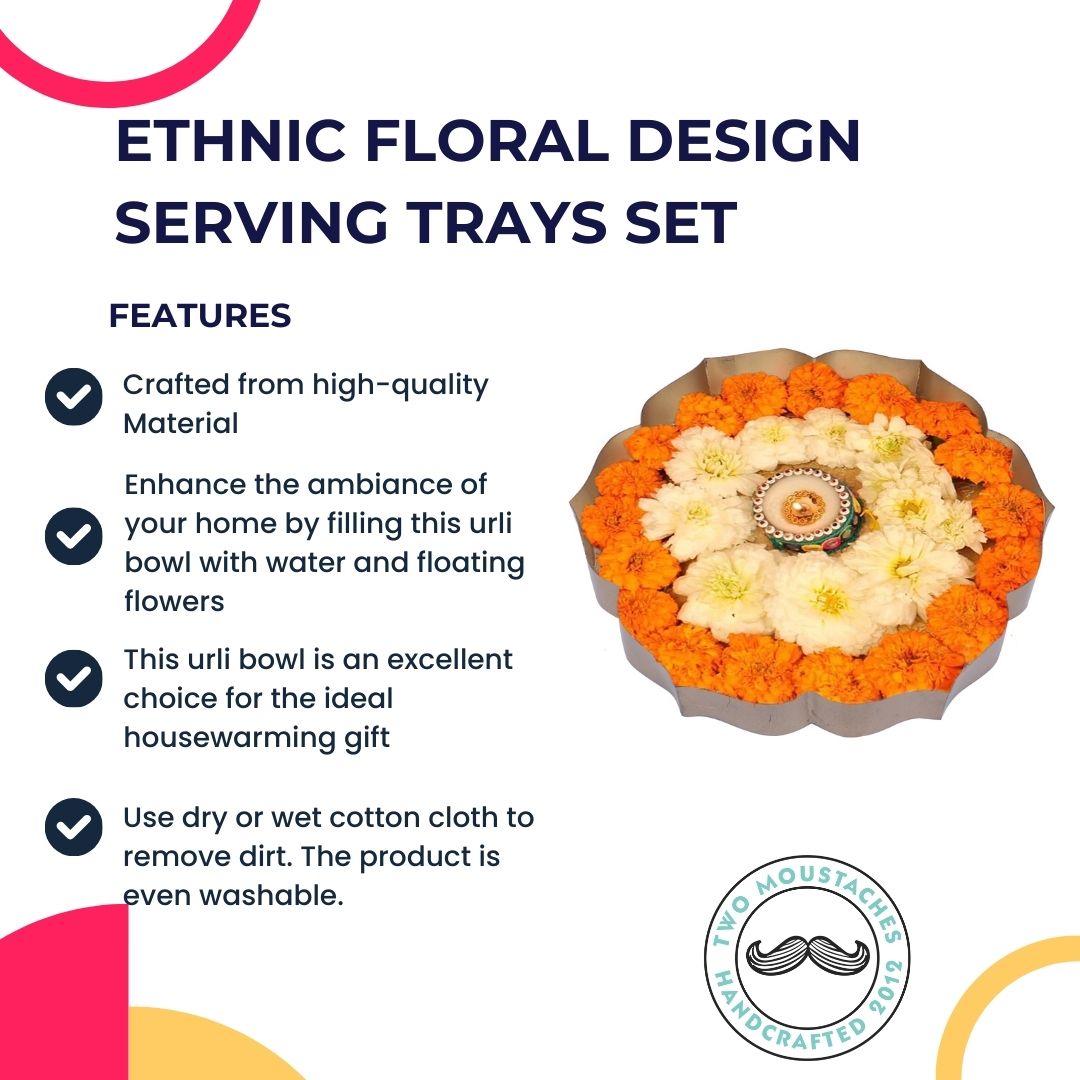 Ethnic Carved Flower Design Urli Bowl for Home Decor
