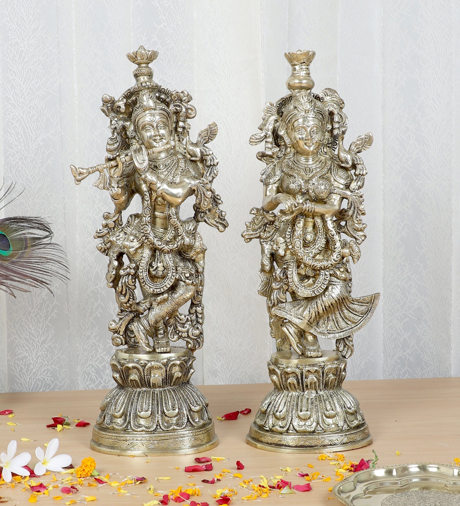 Brass Radha Krishna Statue | Big Size Radha Krishna Murti for Home Decor