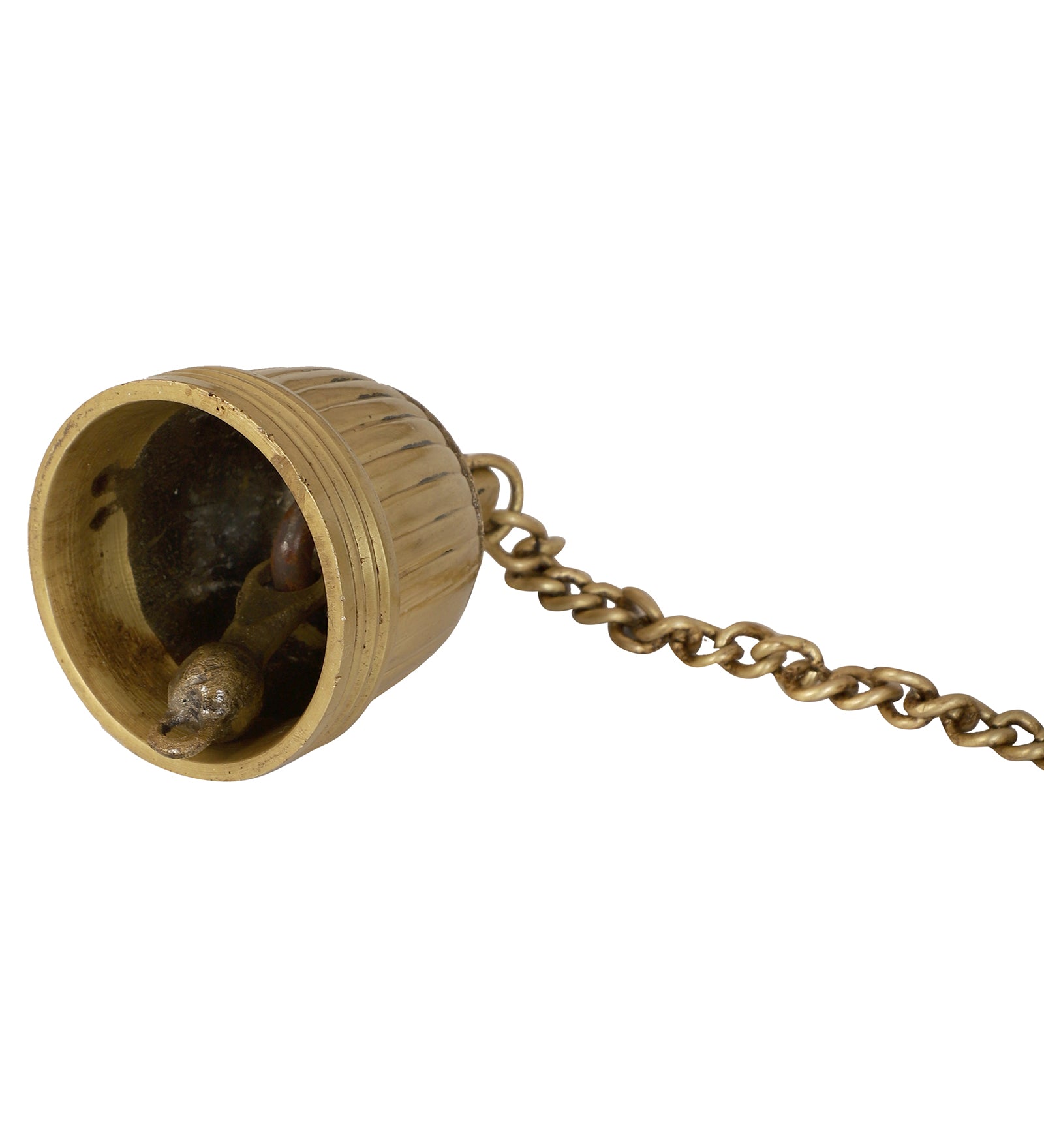 Stripes Design Brass Temple Hanging Bell, Brass Hanging Bell with Chain