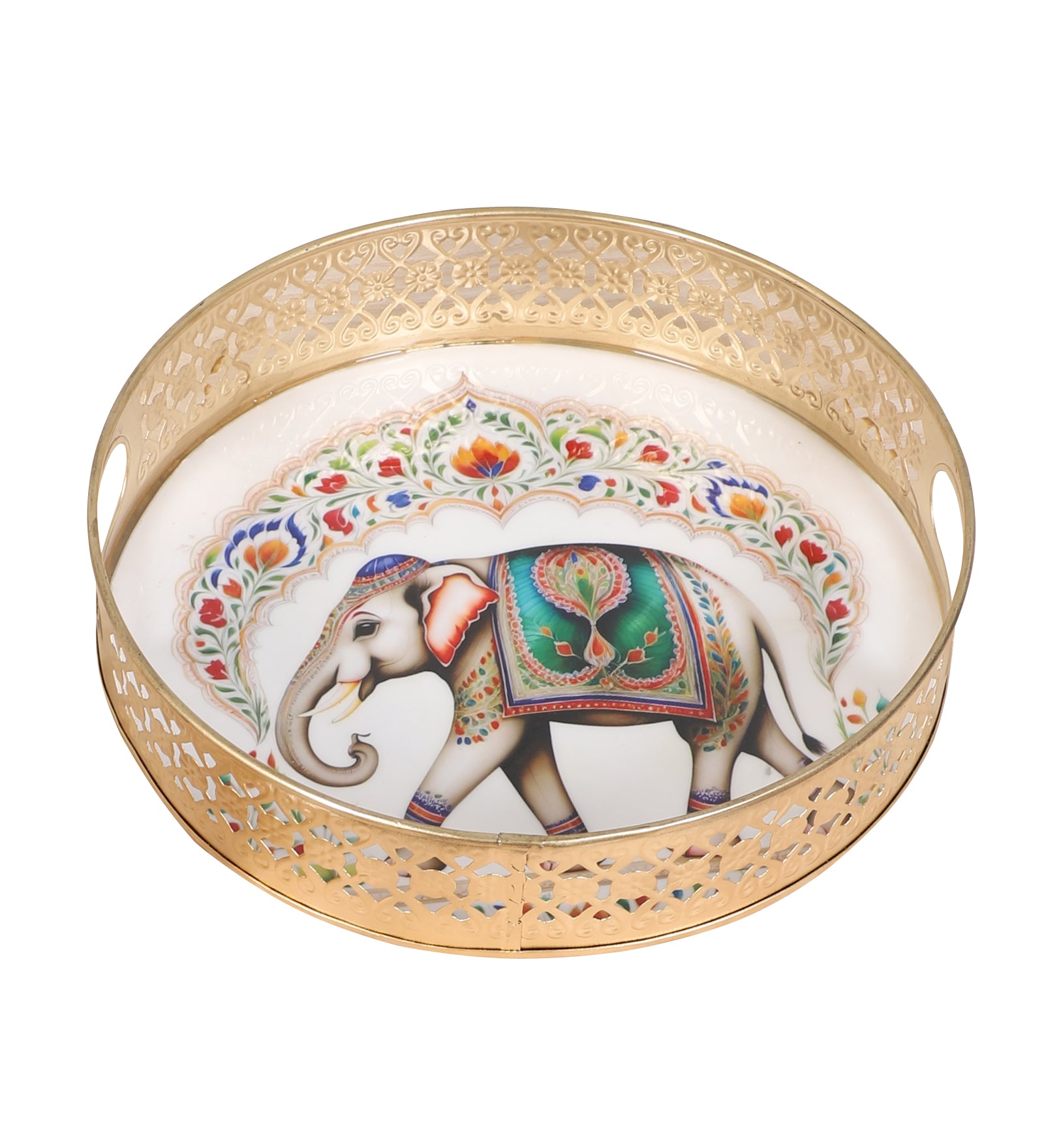 Indian Elephant Design Serving Trays Set (8 Inches & 10 Inches),Serving Plates for Home