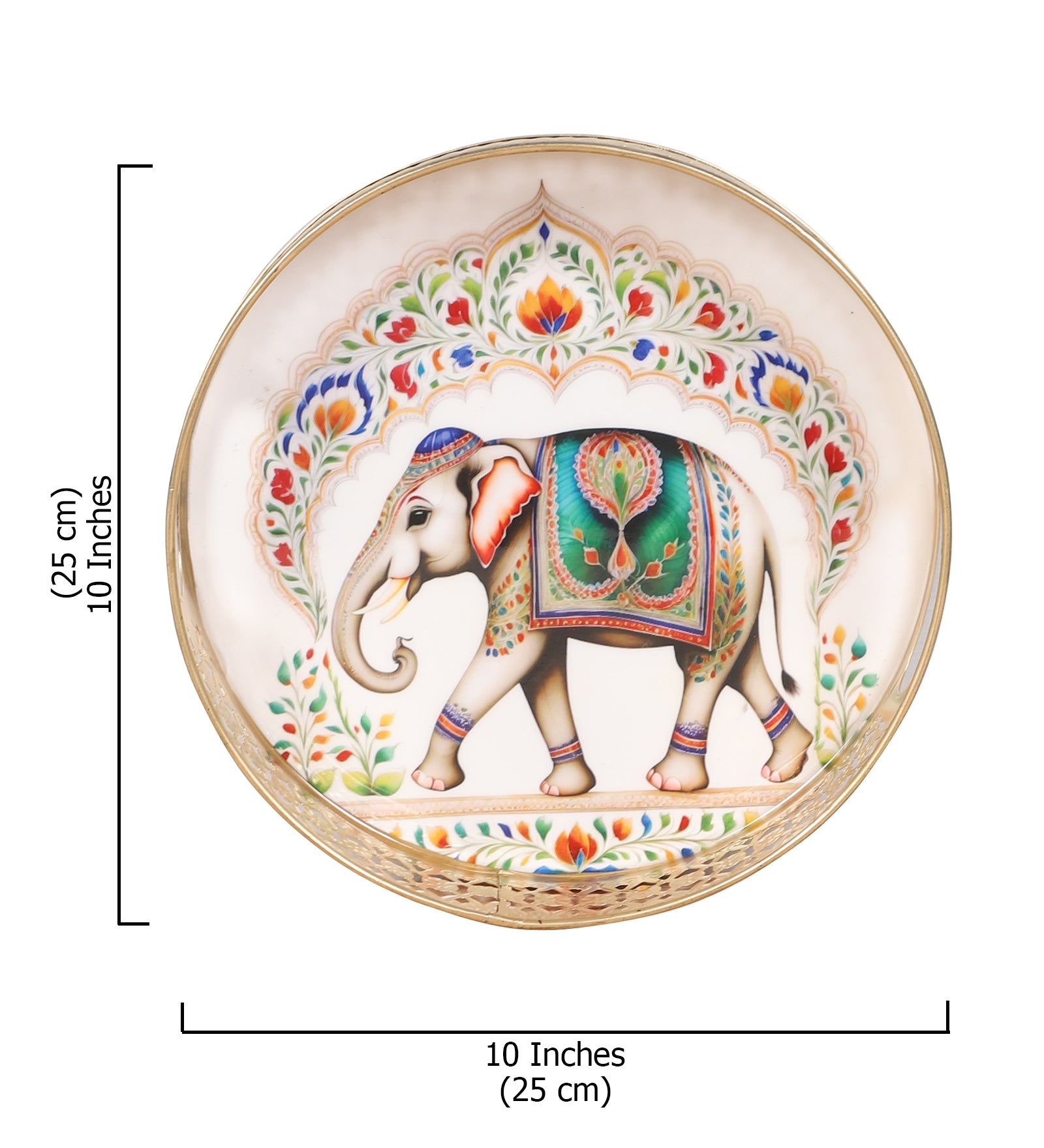 Indian Elephant Design Serving Trays Set (8 Inches & 10 Inches),Serving Plates for Home