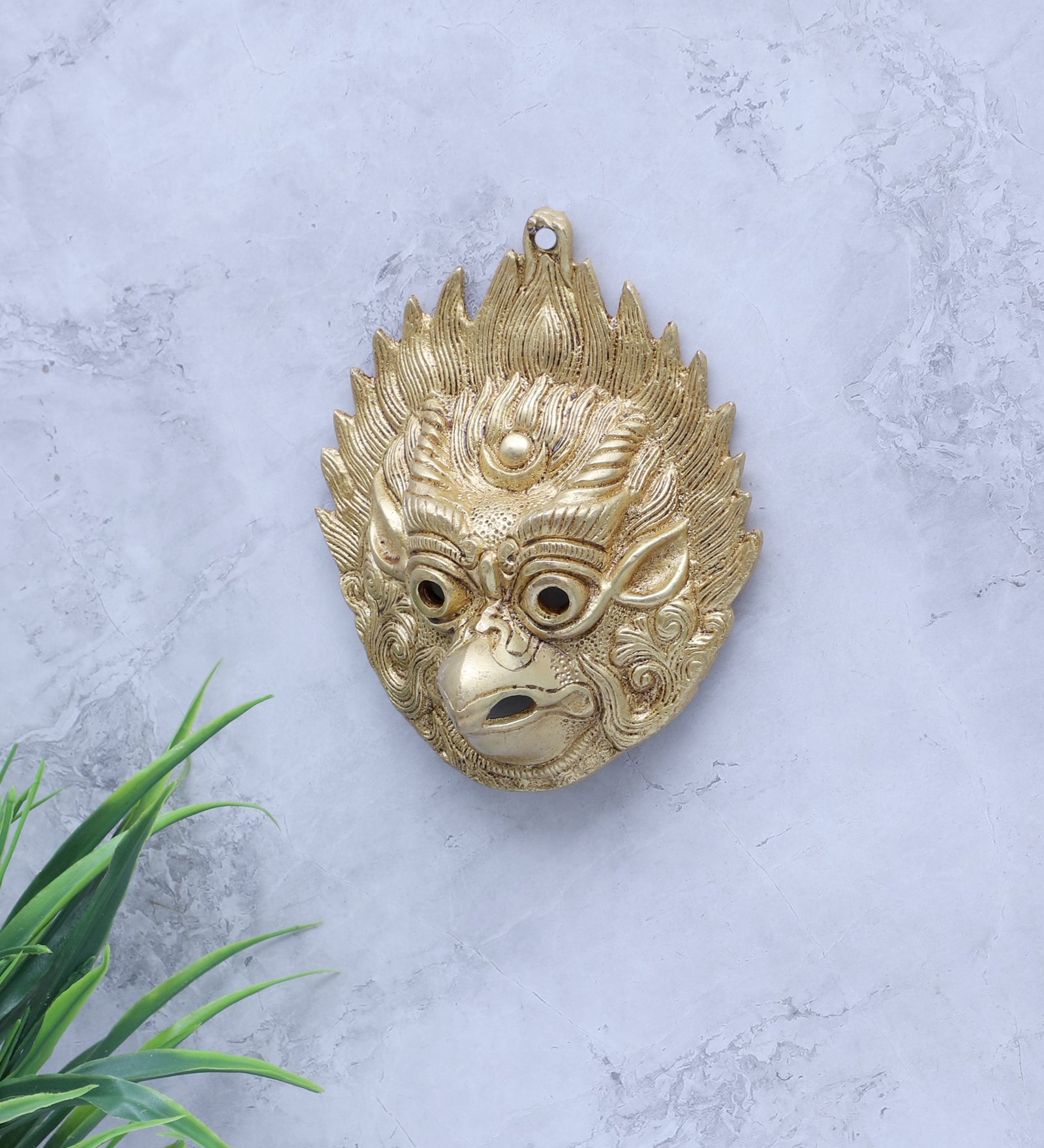 Garuda Face Design Brass Yali Wall Hanging