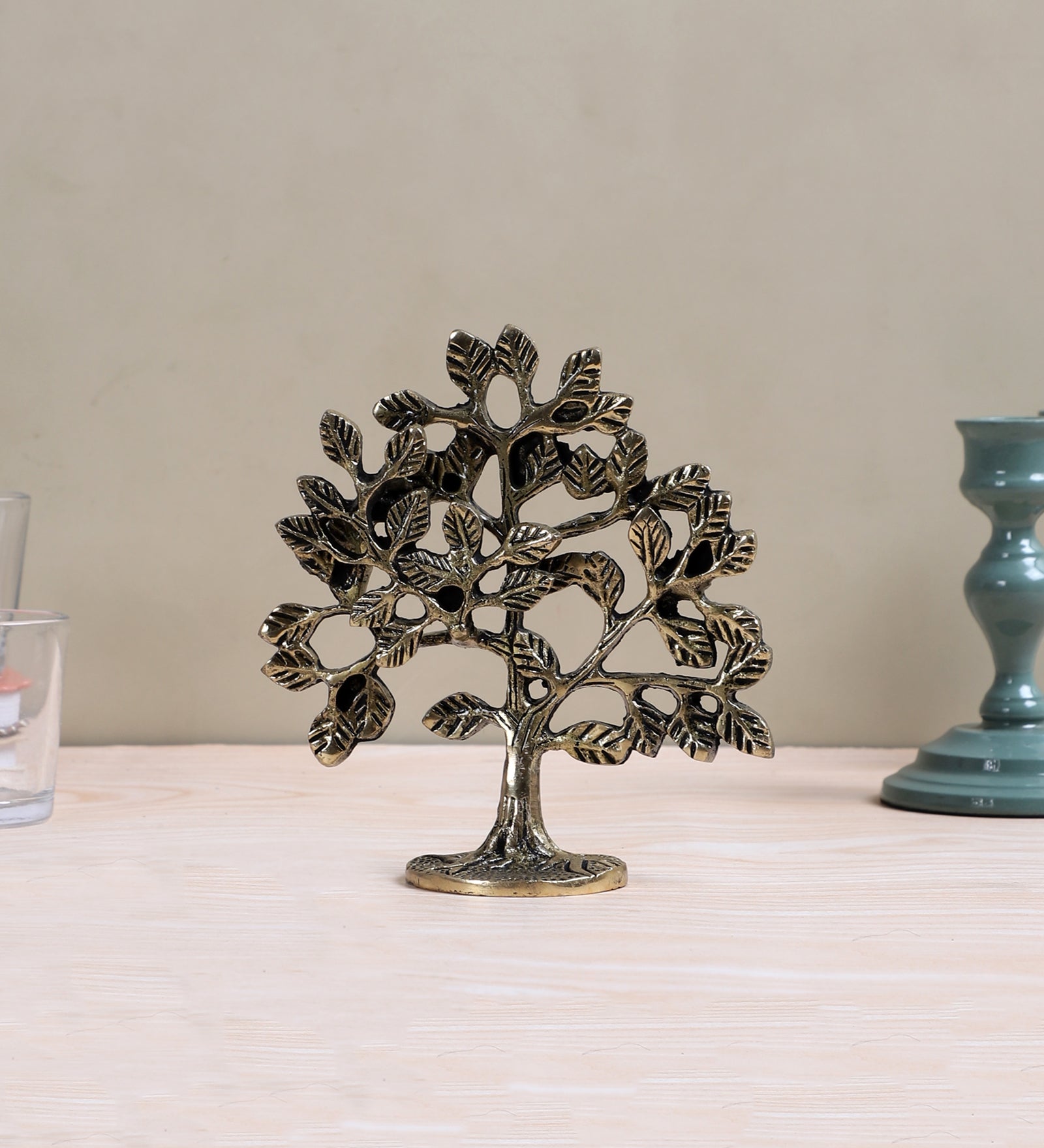 Brass Kalpavriksha Tree Showpiece, Brass Showpiece for Good Fortune