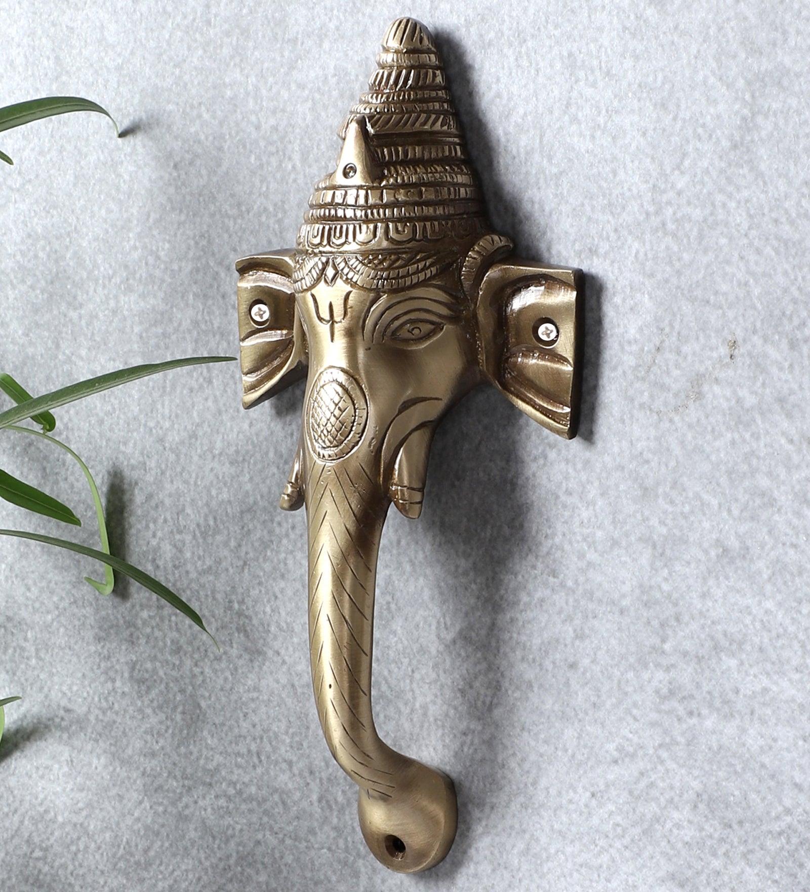 Ganesha Design 8 Inches Brass Door Handle, Main Door Handles
