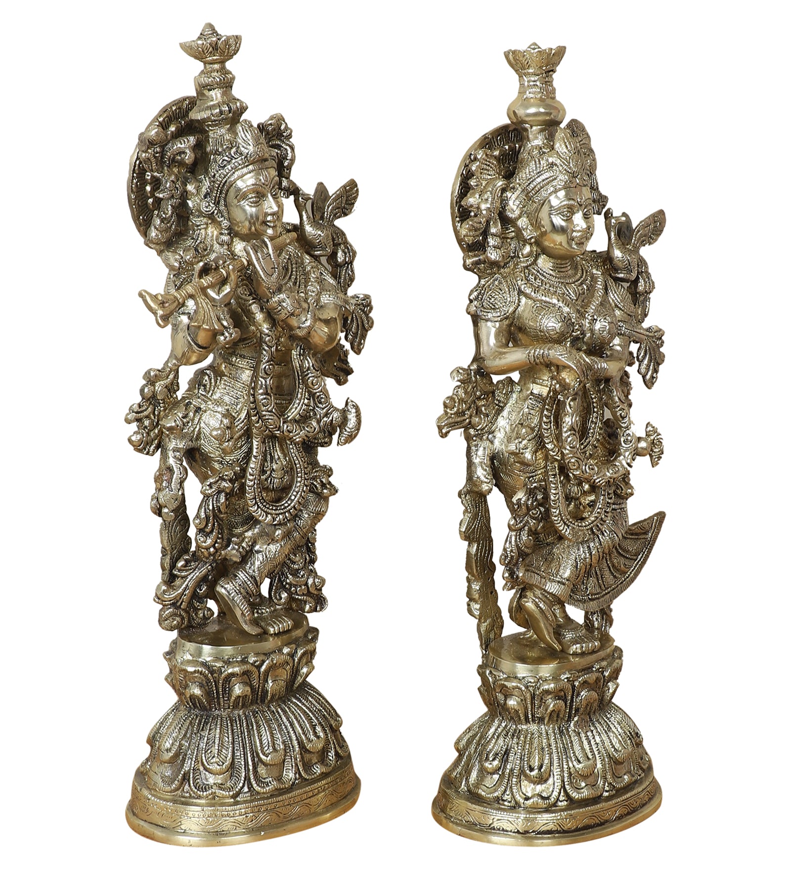 Brass Radha Krishna Statue | Big Size Radha Krishna Murti for Home Decor