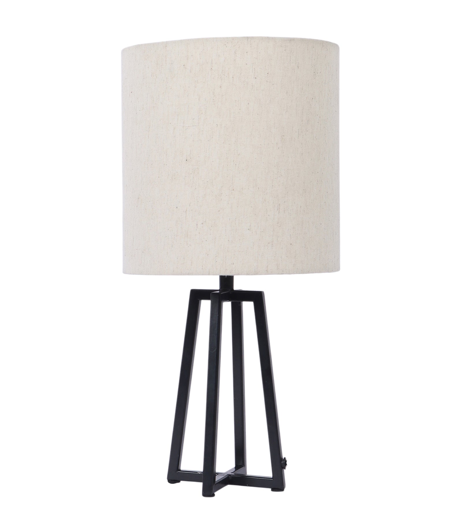 Modern Matte Black Table Lamp with Classic Drum Shade, Quadripod Metal Base Lamps for Home