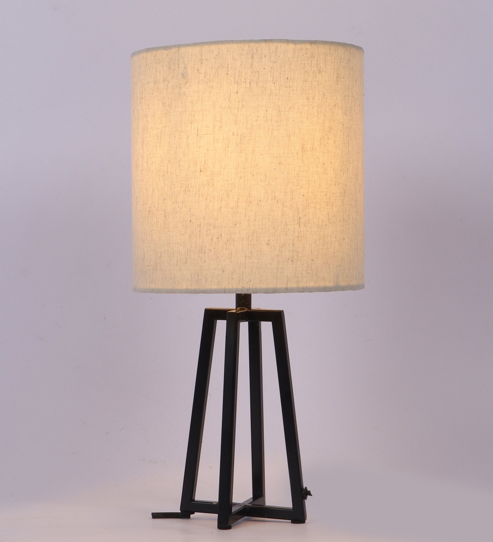 Modern Matte Black Table Lamp with Classic Drum Shade, Quadripod Metal Base Lamps for Home