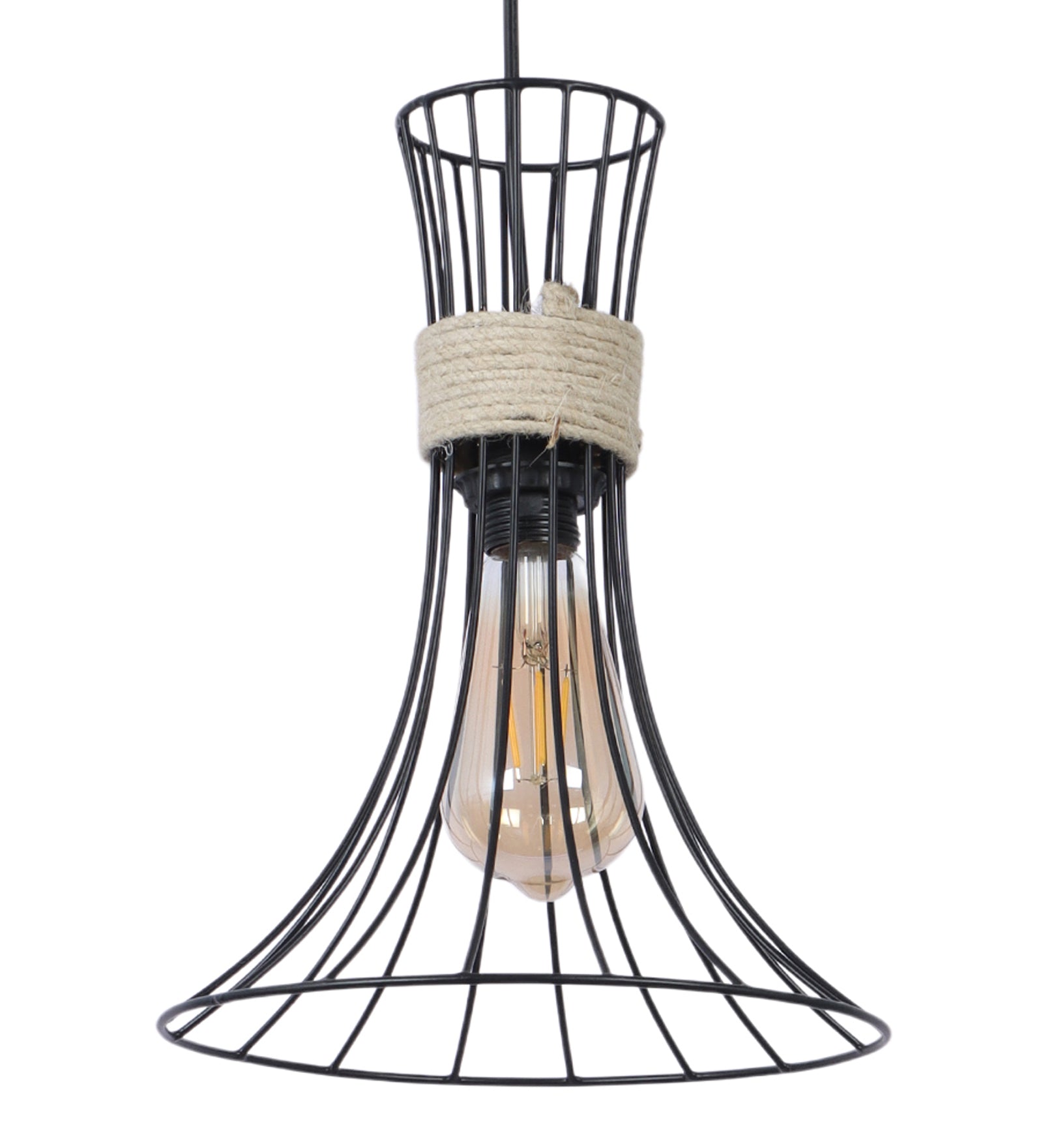 Elegant Cage Design Metal & Rustic Rope Pendant Hanging Light,Hanging Lights for Home & Office, (Without Bulb)