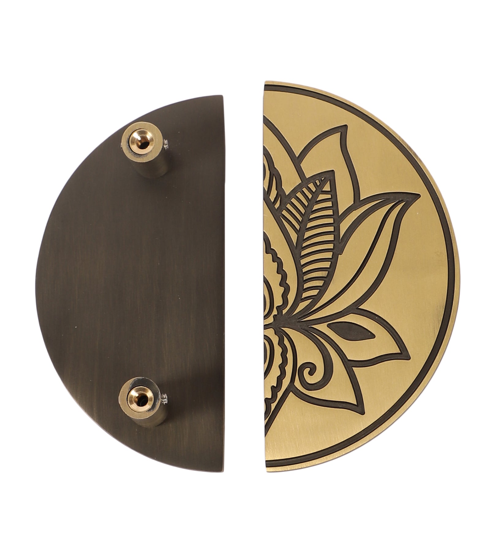 Lotus Flower Design 6 Inches Brass Door Handle Pair, Door Pull Handles for Main Door, Brass Handle Set
