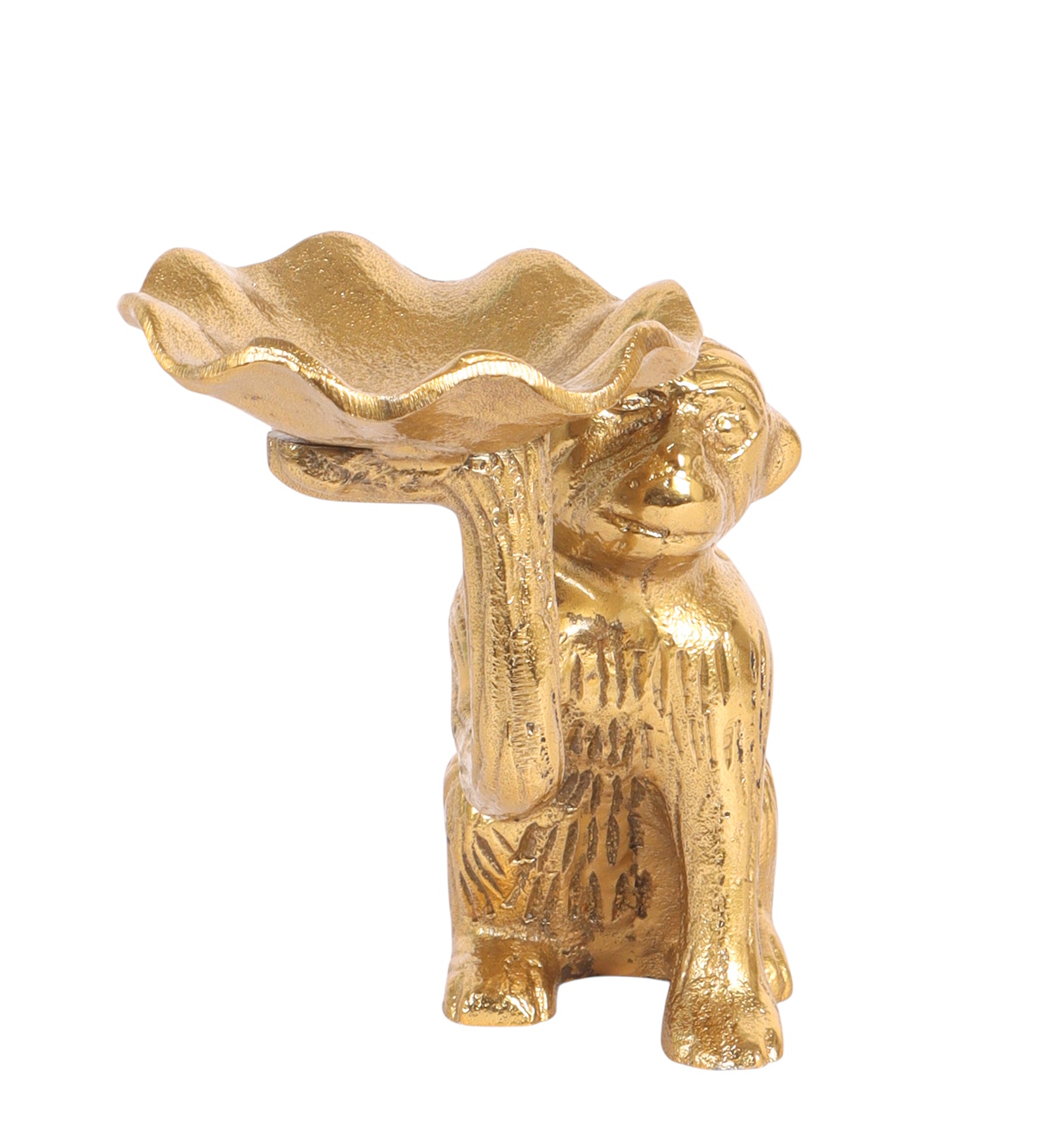 Metal Monkey Holding Flower Bowl Tealight Candle Holder, Decorative Showpiece for Home & Living Room